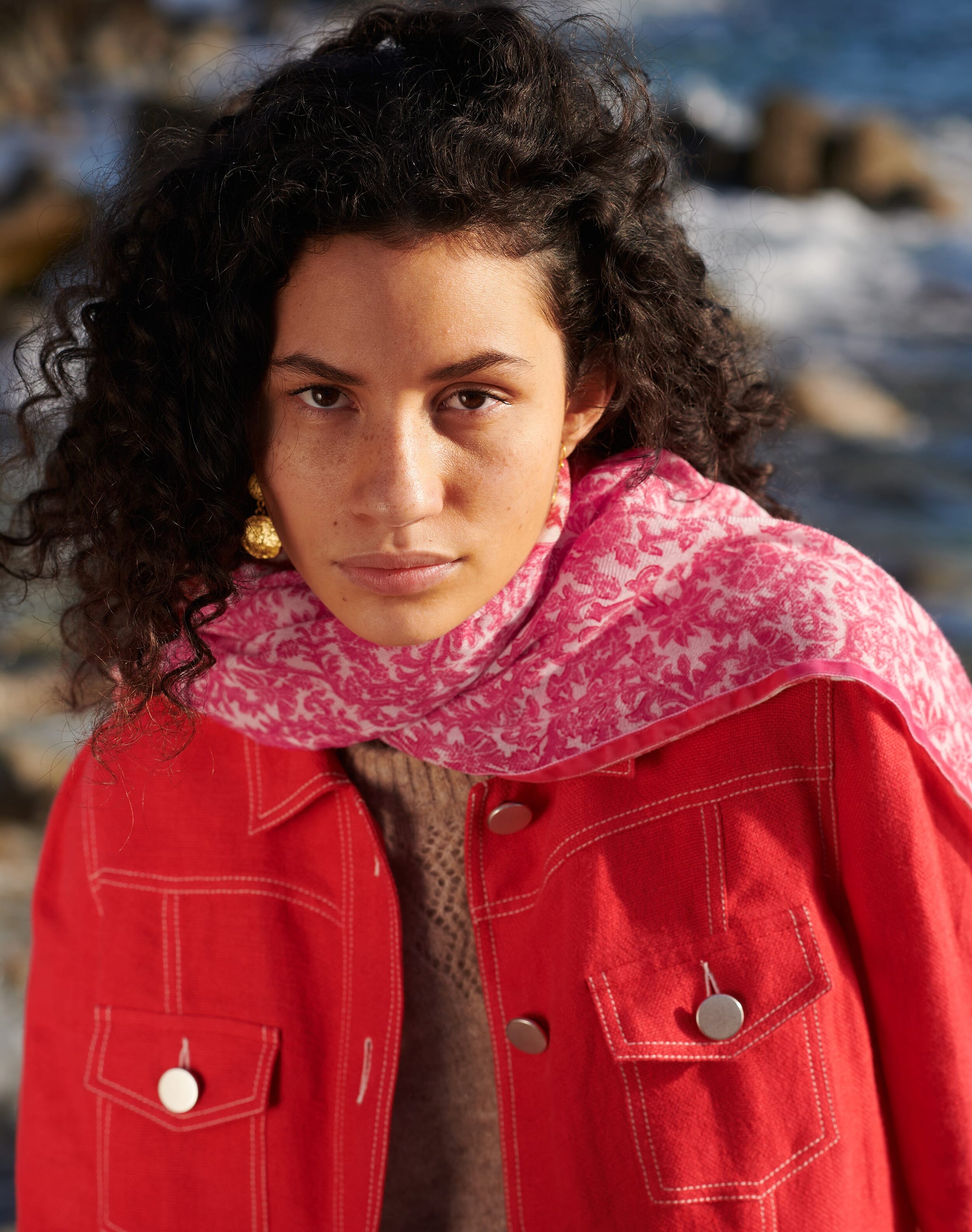 Velvet Trim Botanic Wool Stole