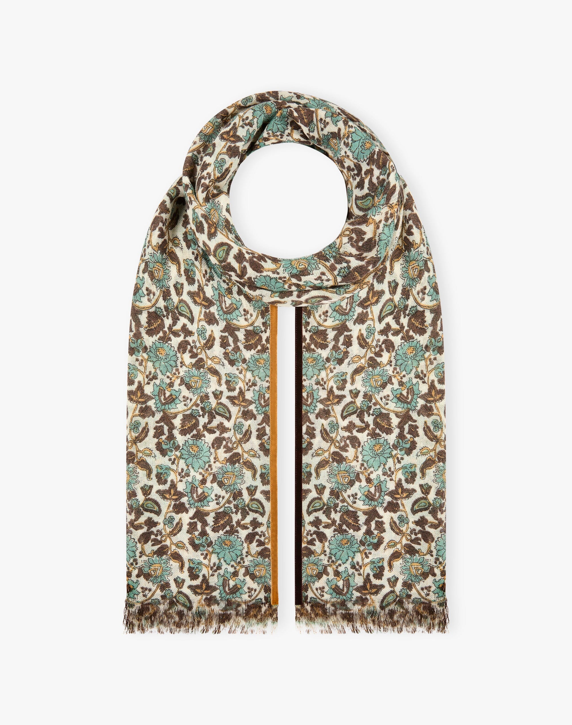 Velvet Trim Botanic Wool Stole