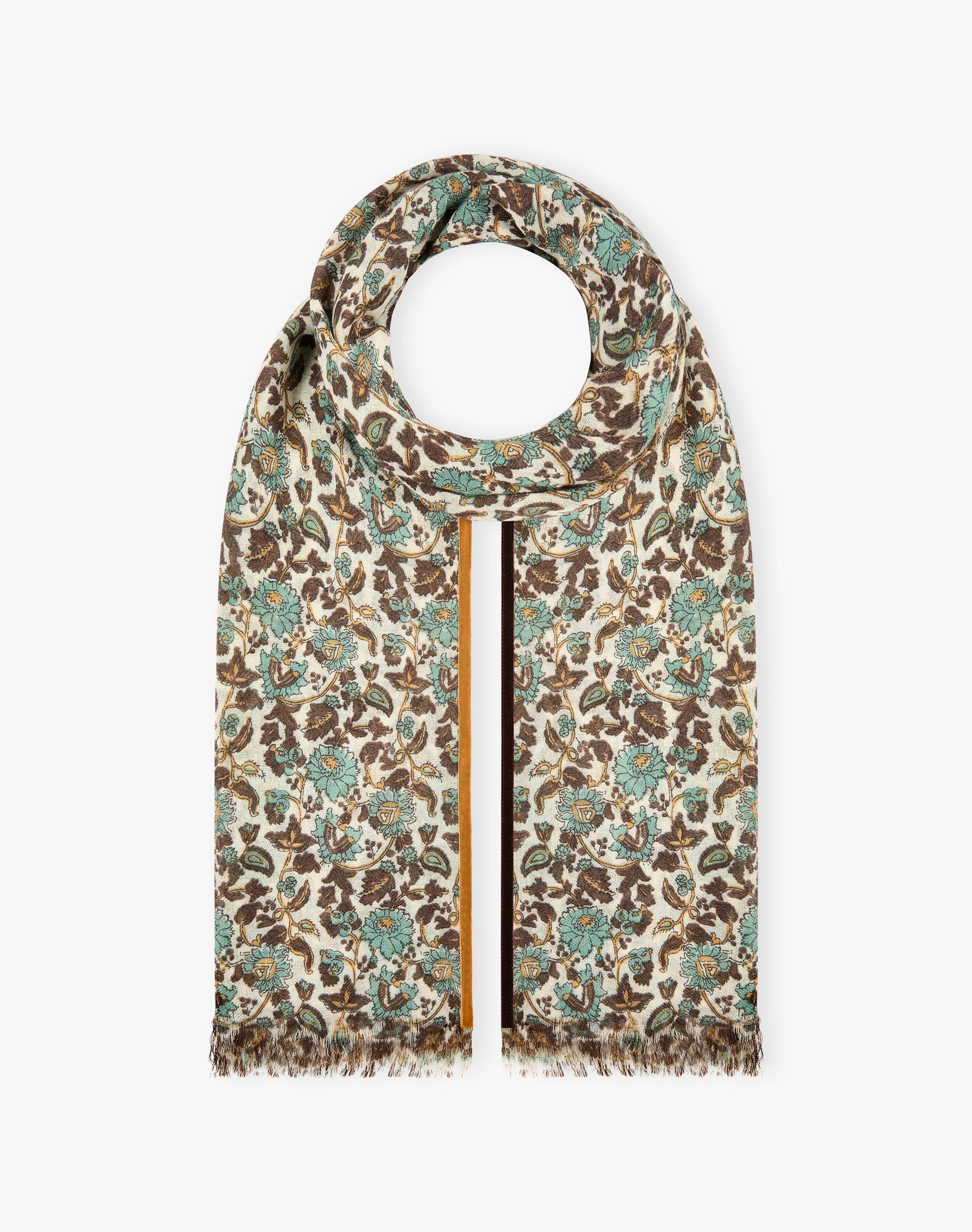 Velvet Trim Botanic Wool Stole
