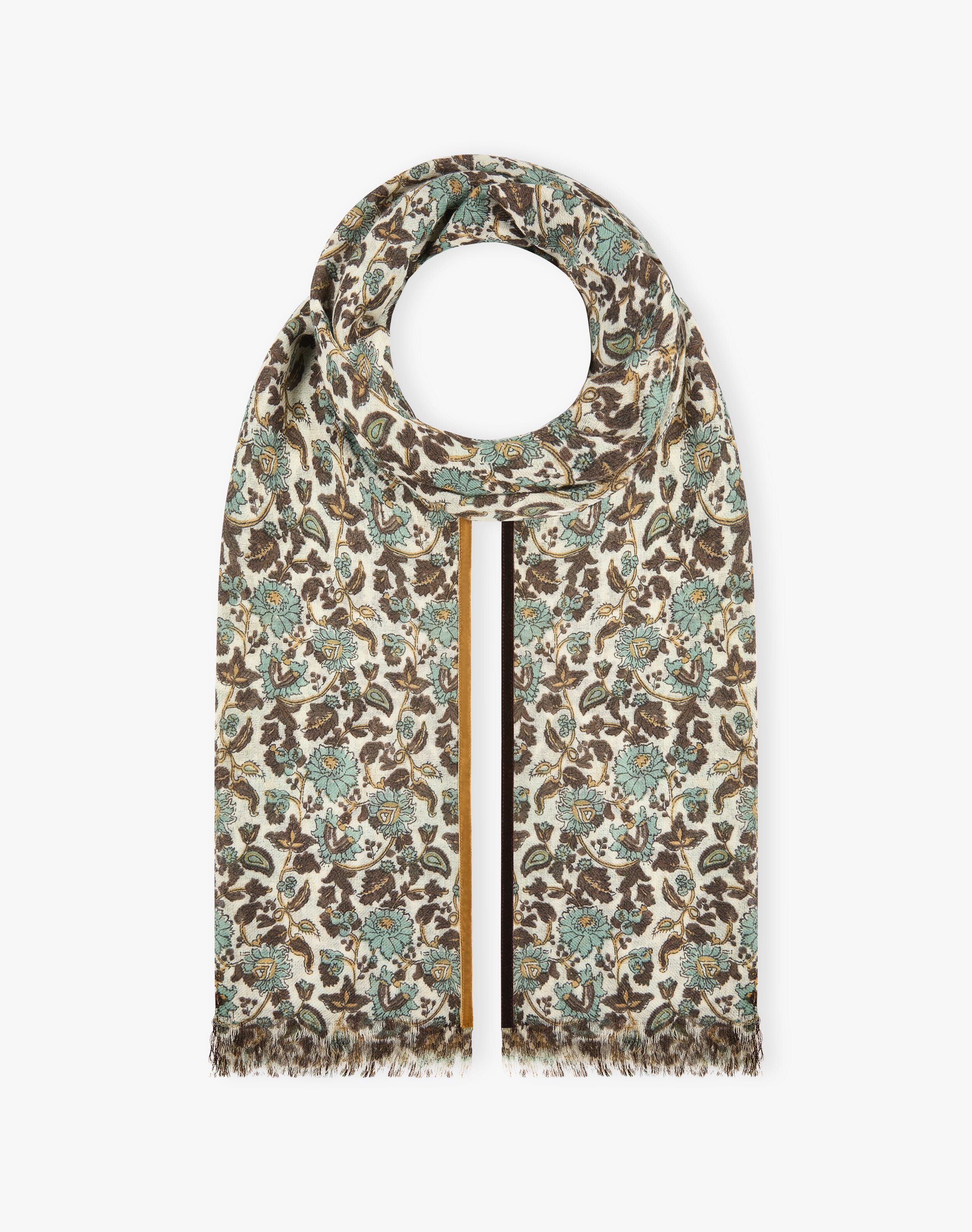 Velvet Trim Botanic Wool Stole
