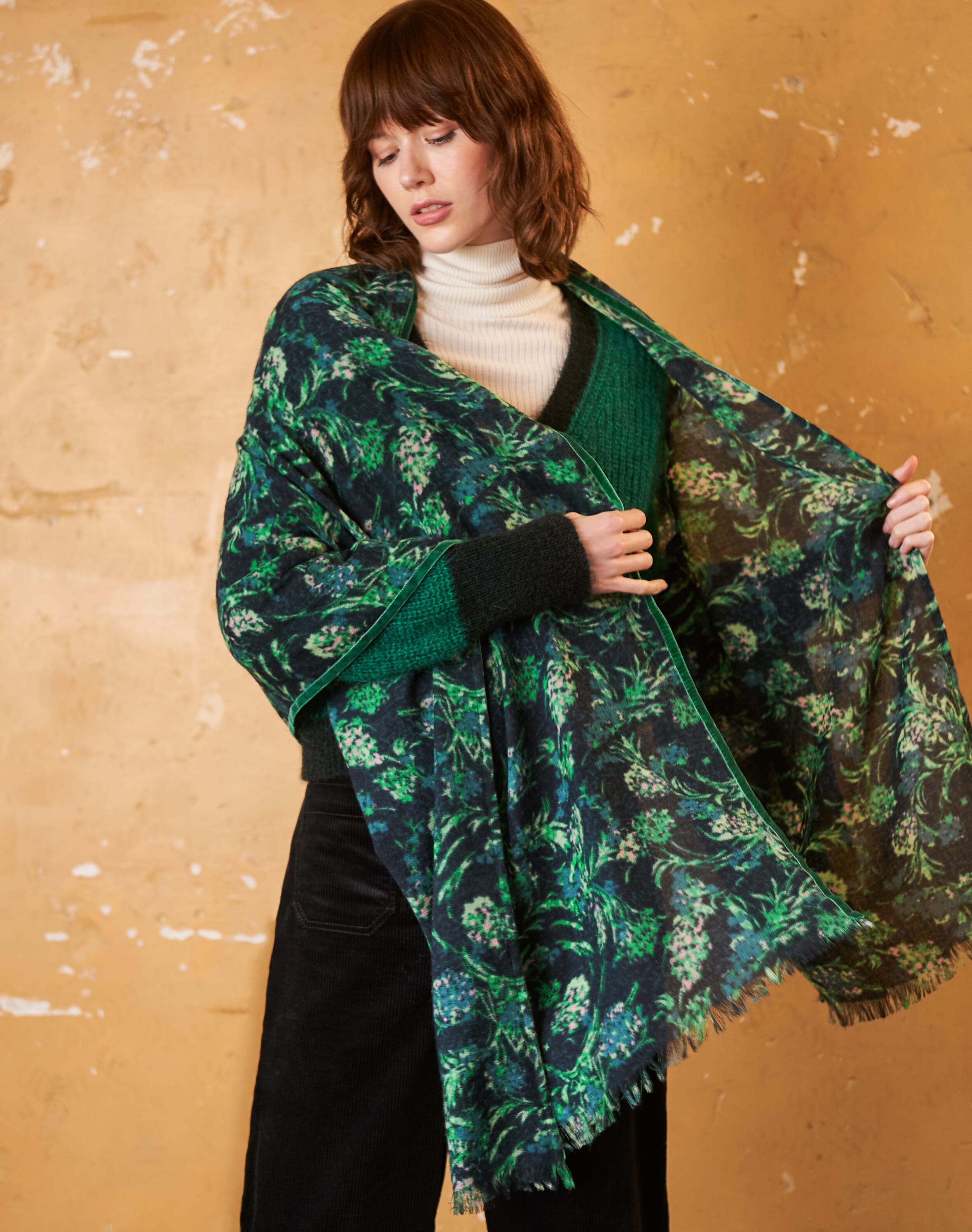 Wool Floral Firework Print Stole
