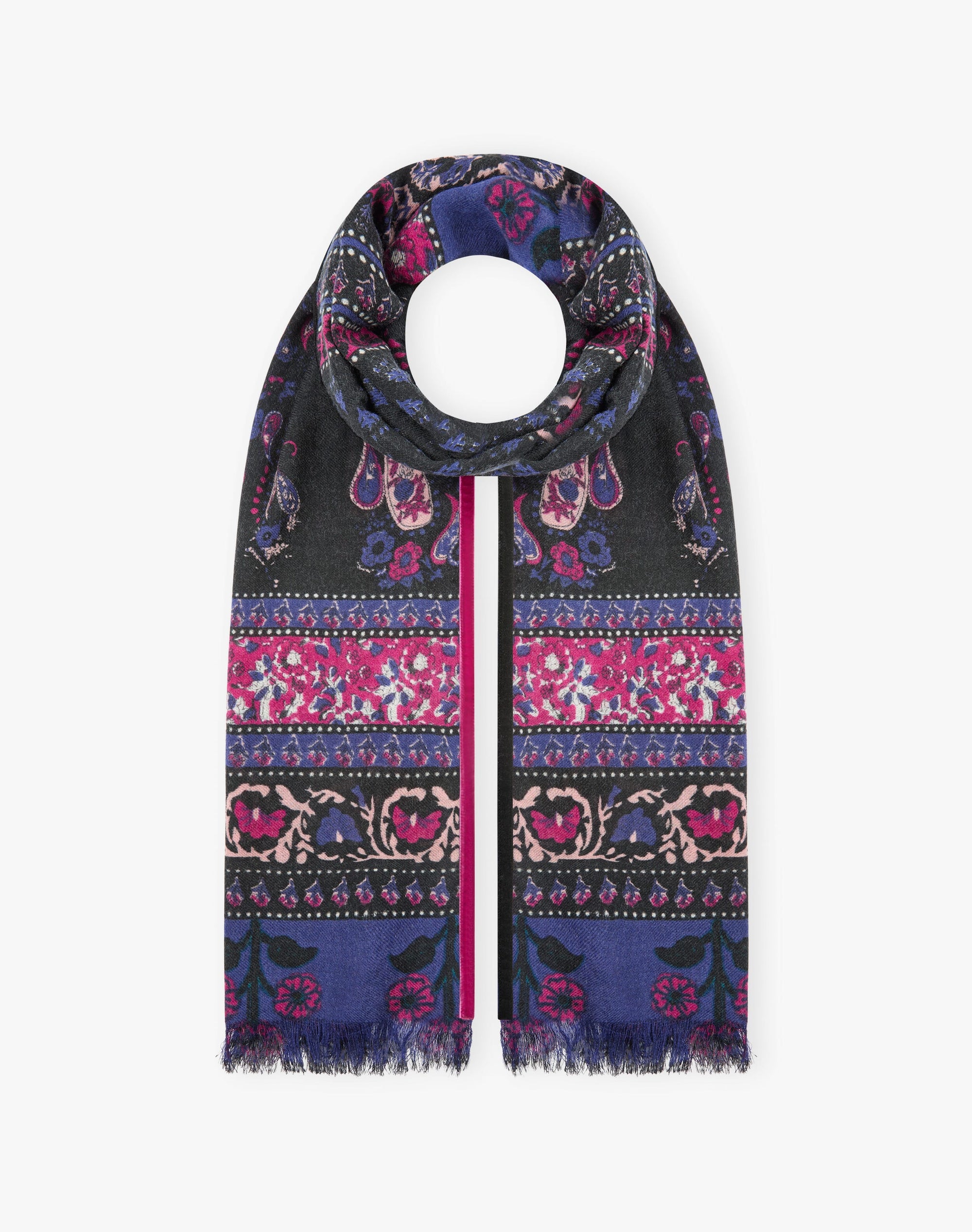 Velvet Trim Patchwork Print Stole