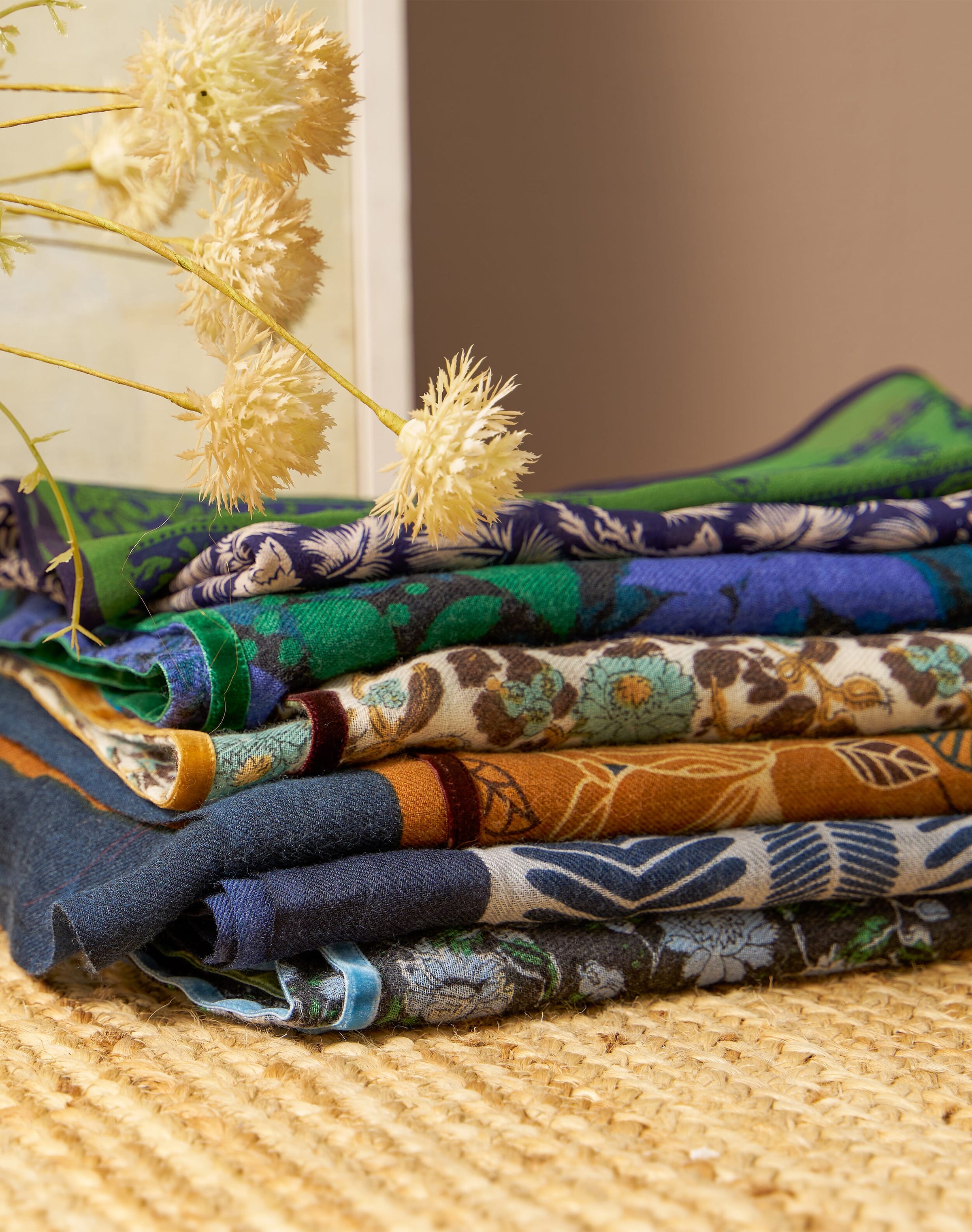 Wool Floral Print Stole