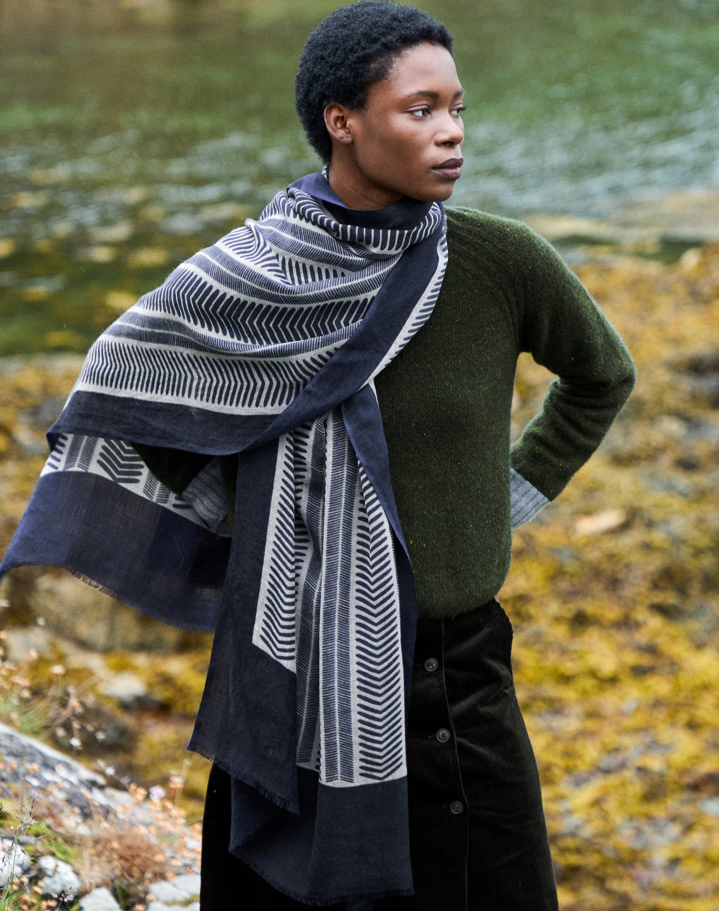 Wool Geometric Print Stole