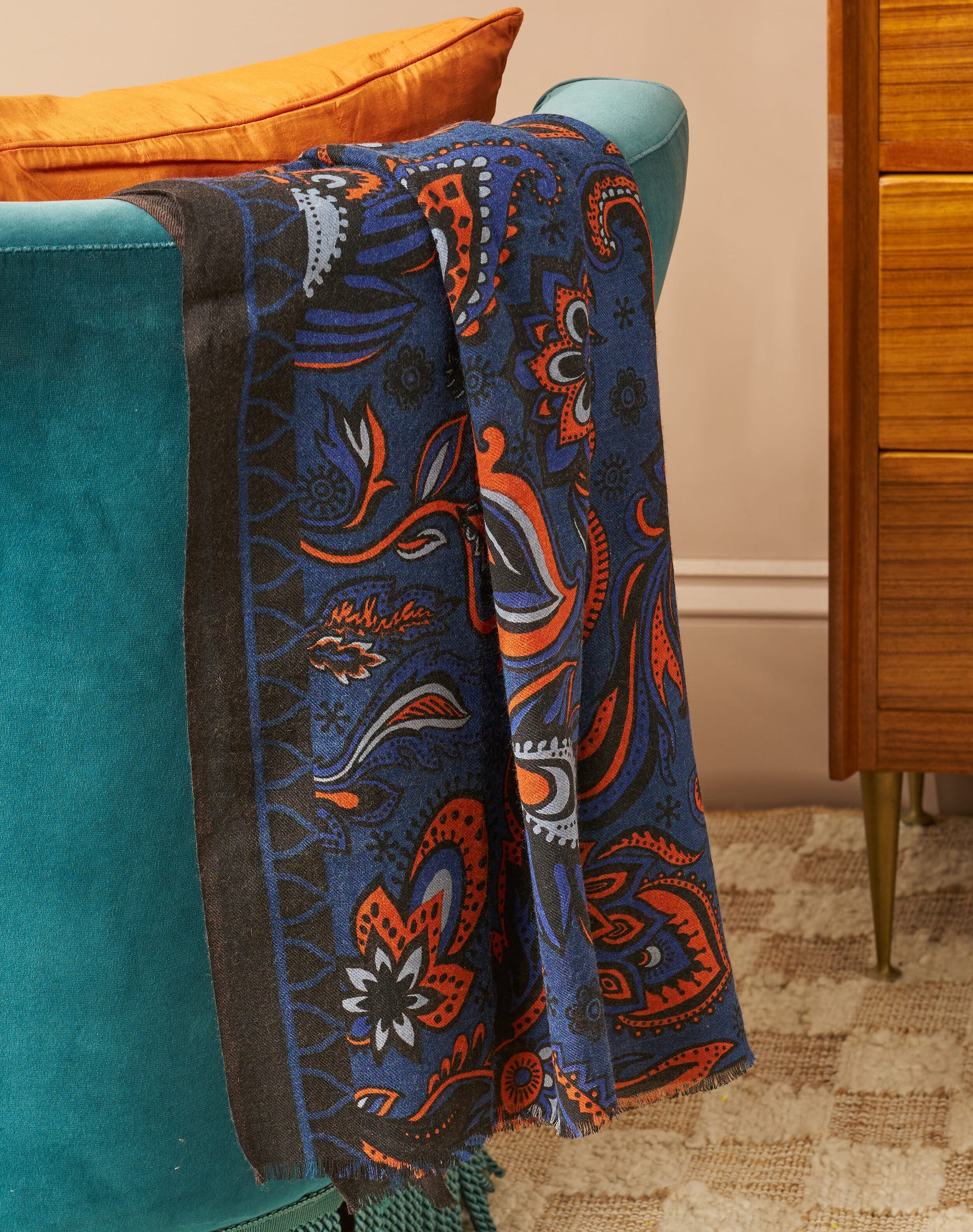 Wool Floral Paisley Print Stole
