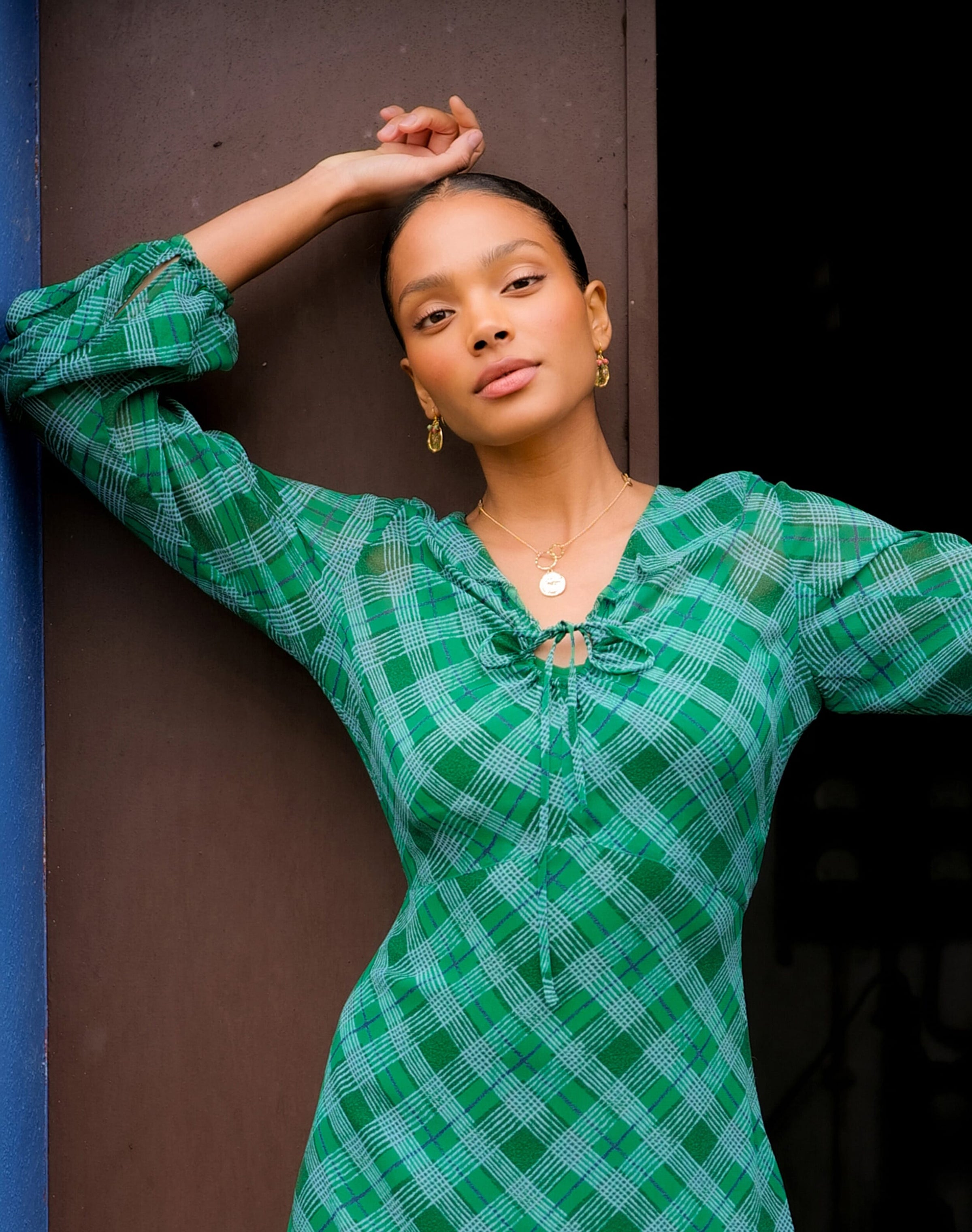 The Check Keyhole Dress