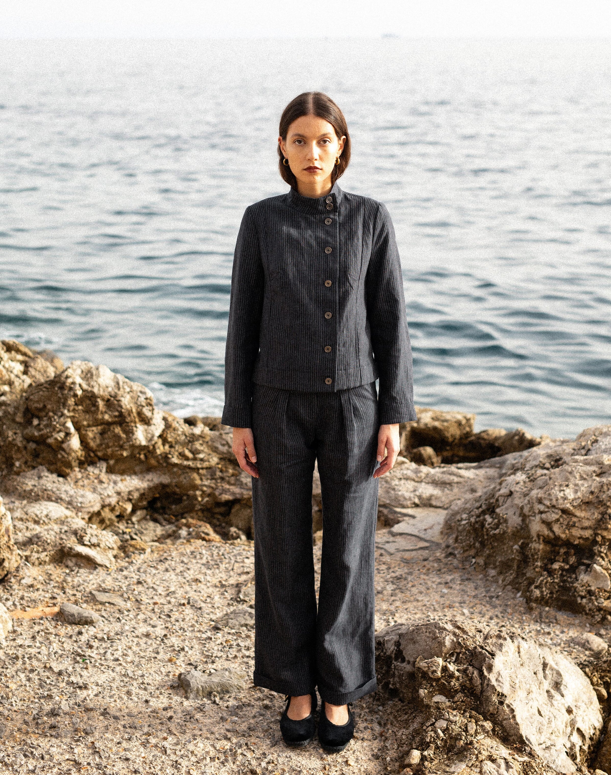 The Linen Pinstripe Trousers