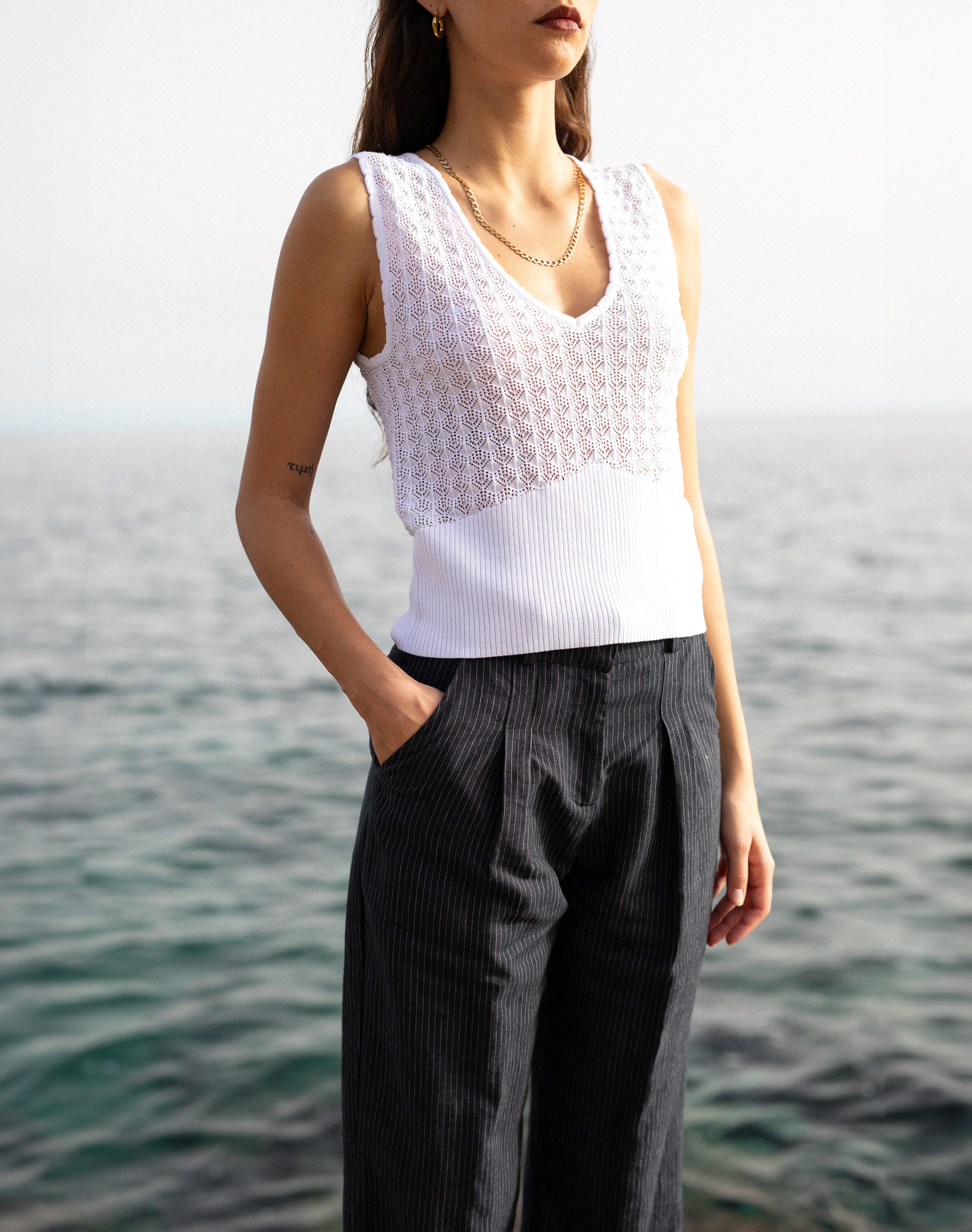 The Linen Pinstripe Trousers