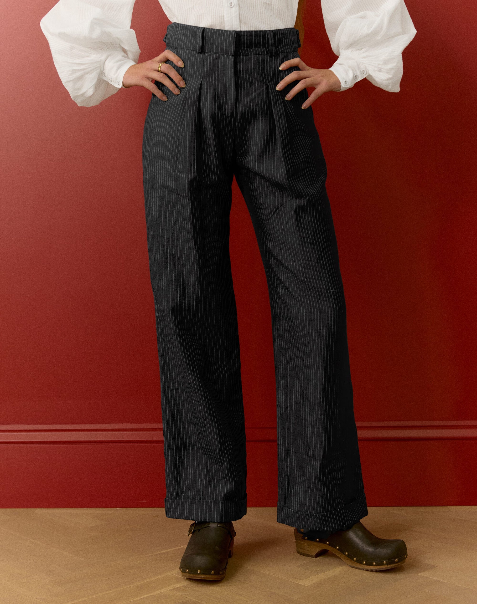 The Linen Pinstripe Trousers