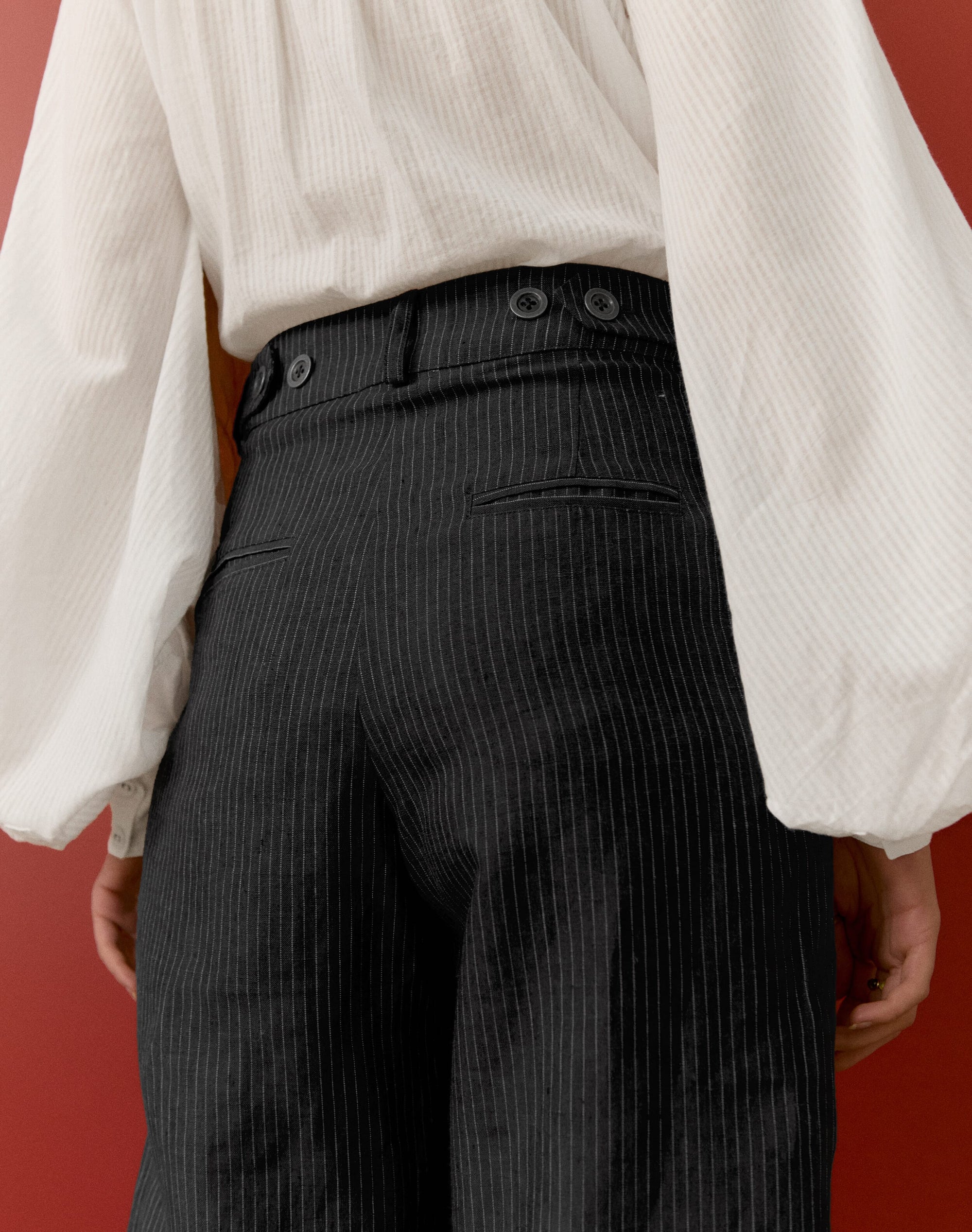 The Linen Pinstripe Trousers