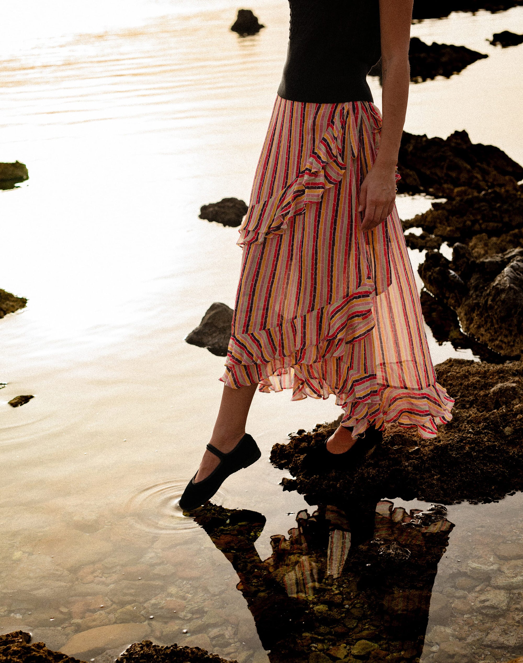 The Broken Stripe Wrap Skirt