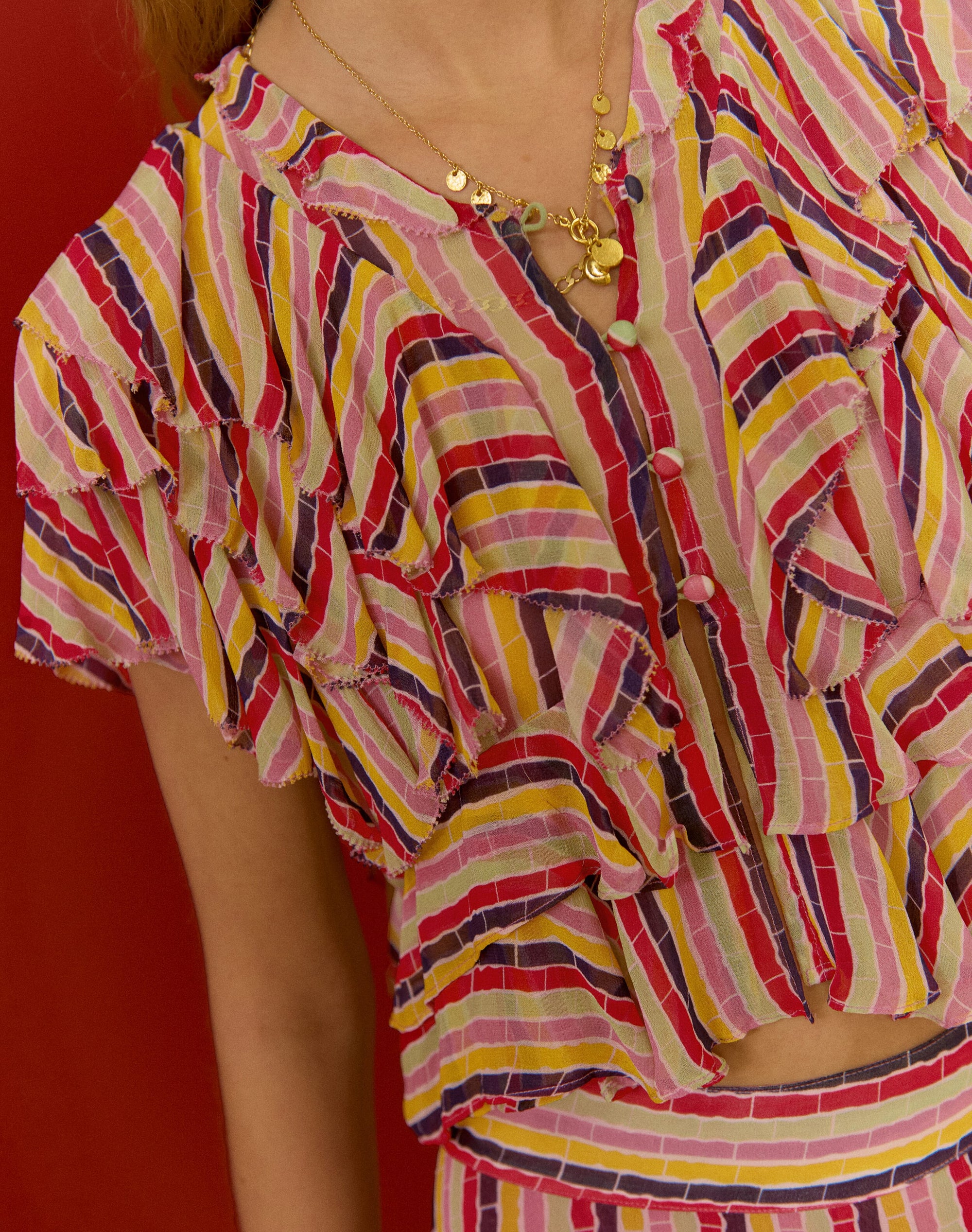 The Broken Stripe Ruffle Blouse