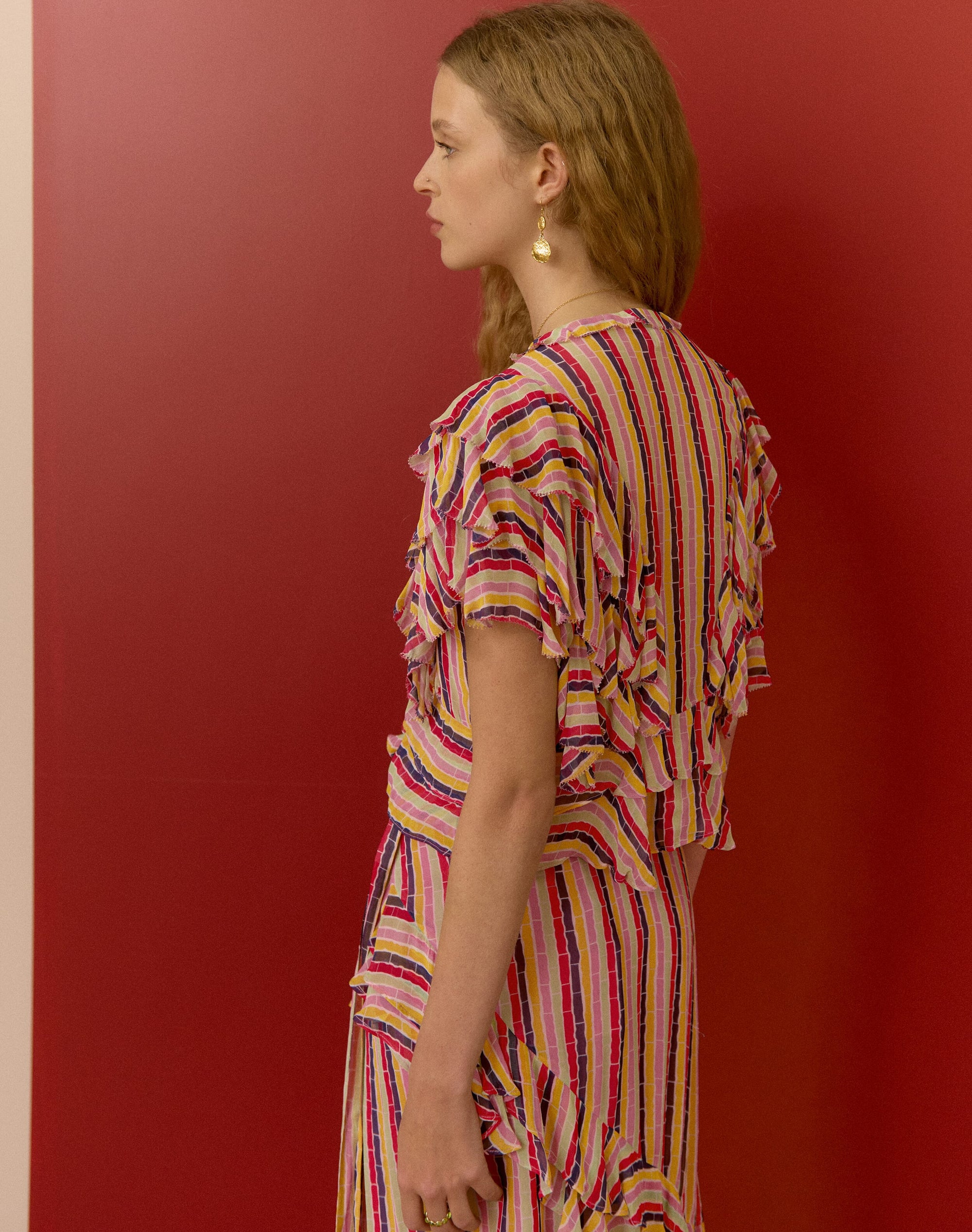 The Broken Stripe Ruffle Blouse