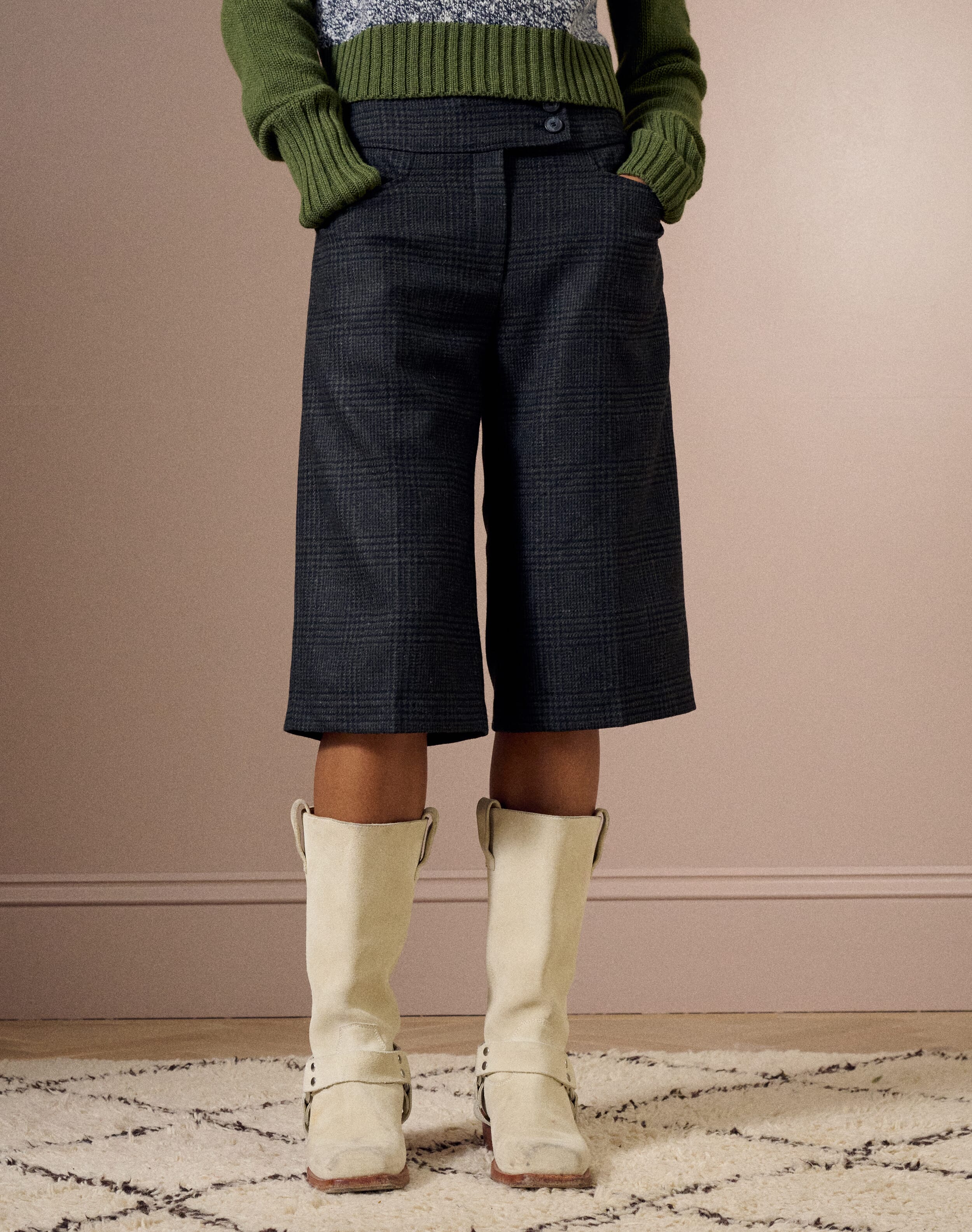 The Check Wool Long Shorts