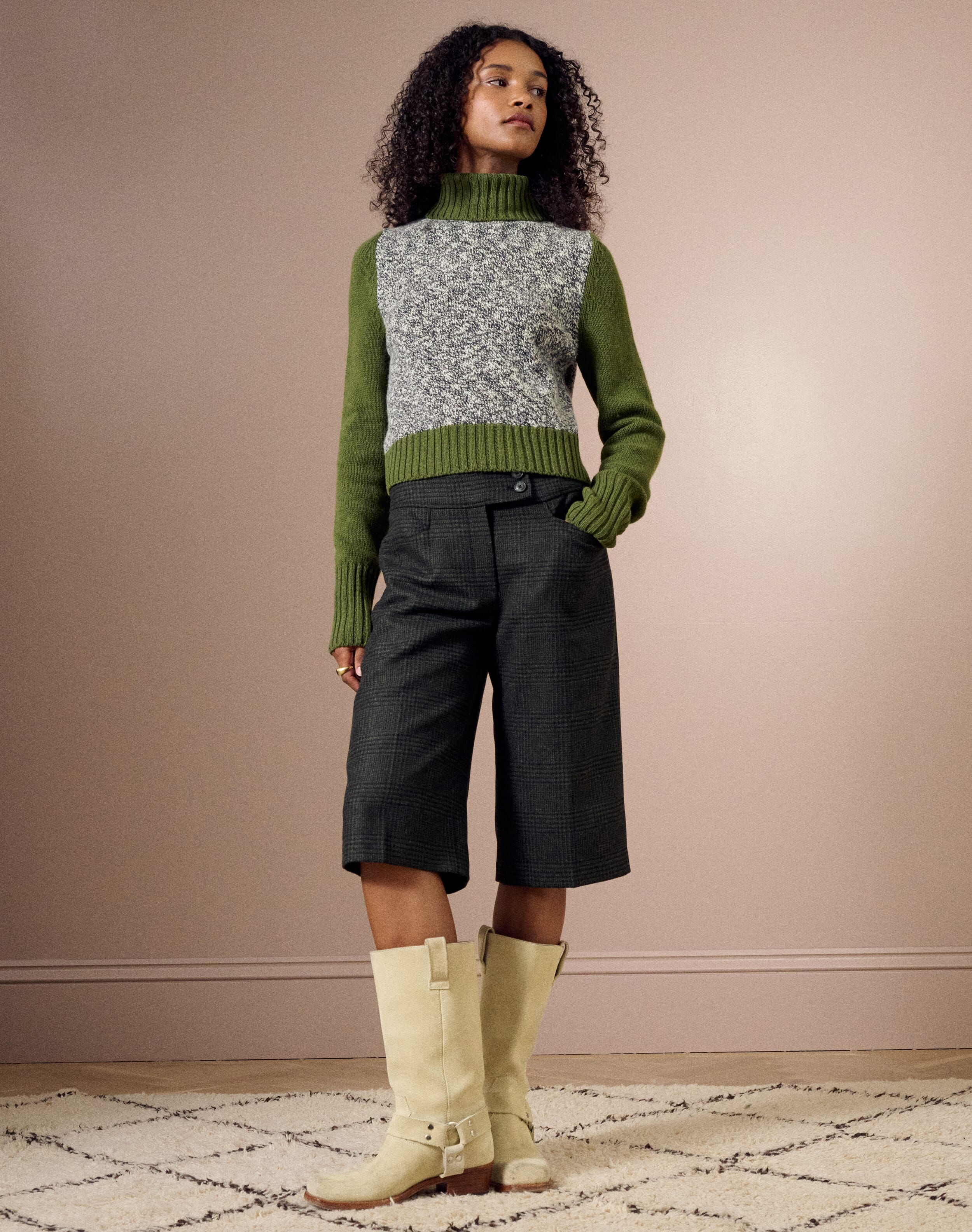 The Check Wool Long Shorts