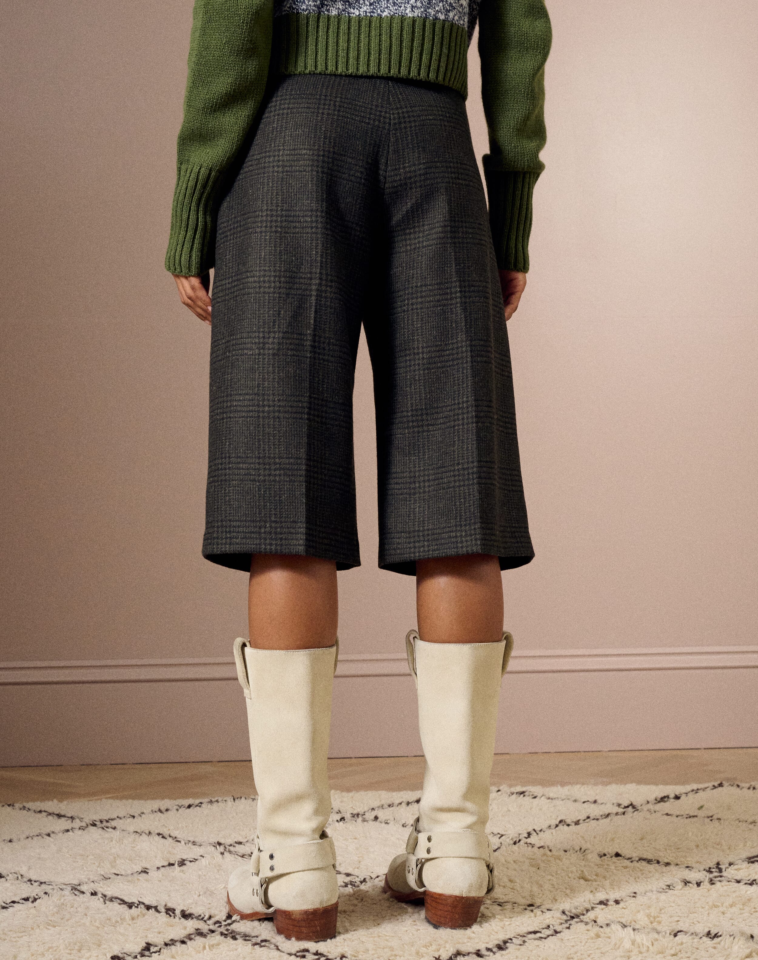The Check Wool Long Shorts