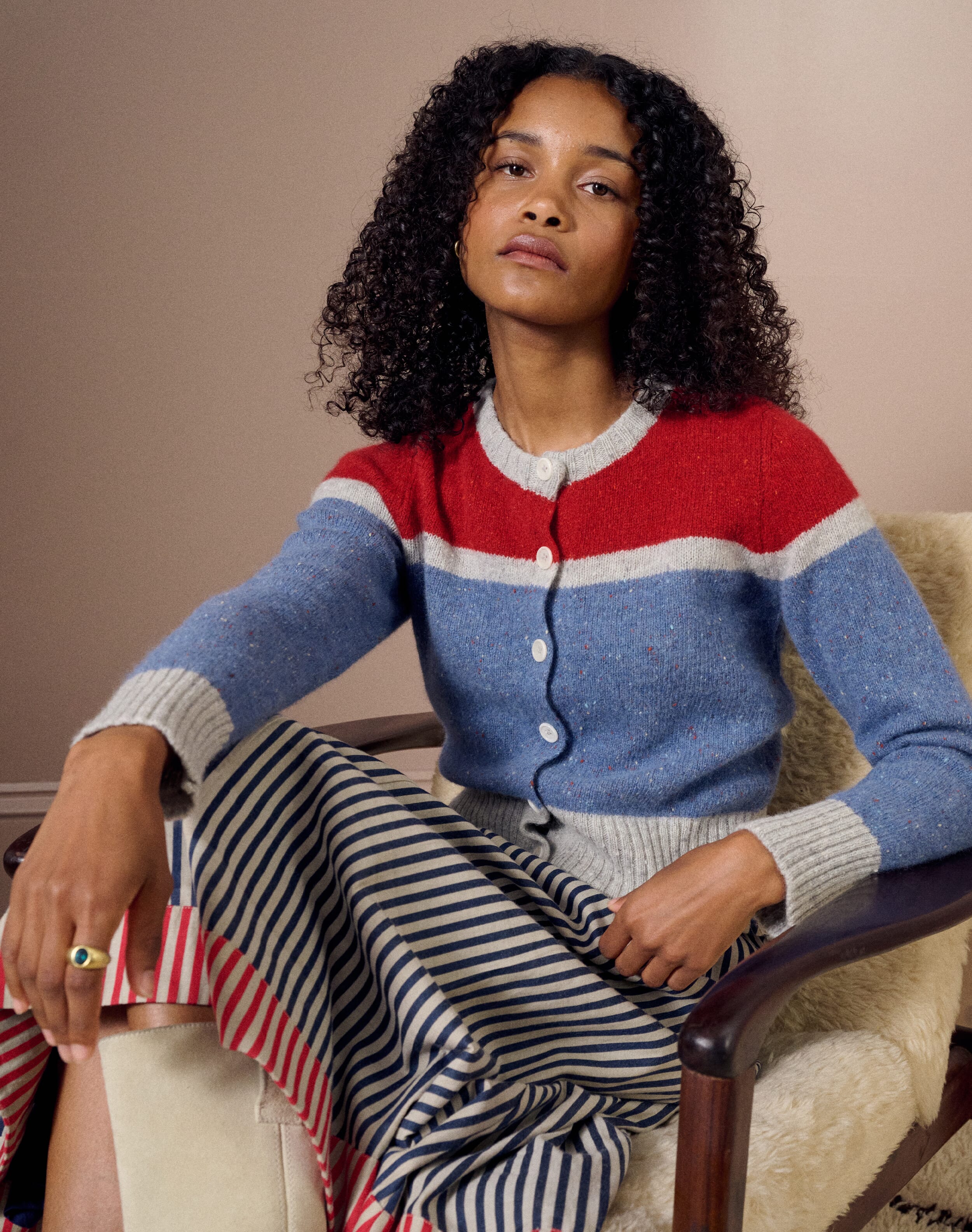 The Wool Donegal Colour Block Cardigan