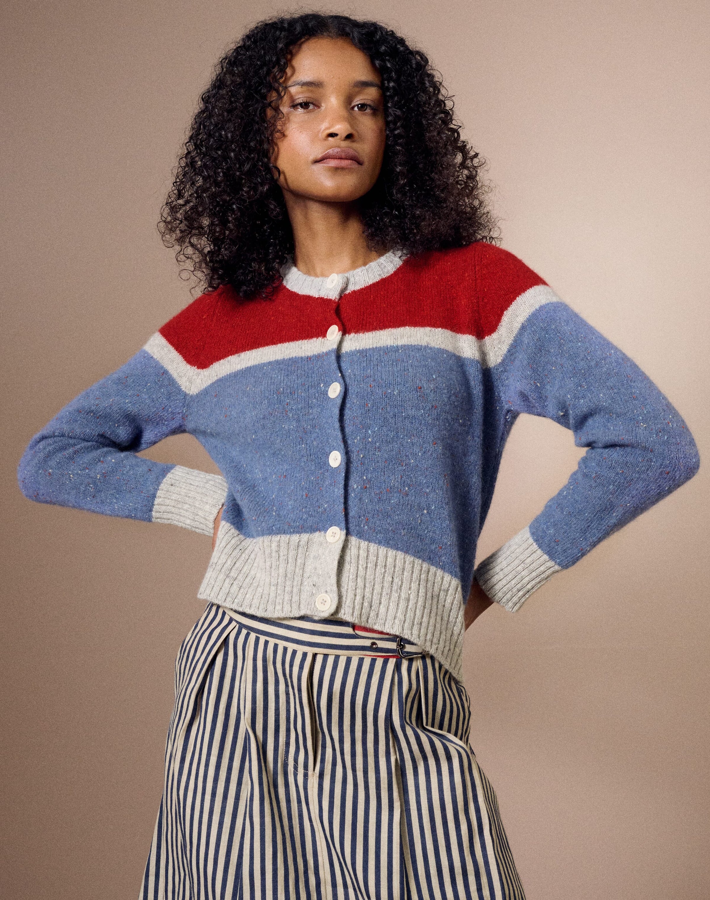 The Wool Donegal Colour Block Cardigan