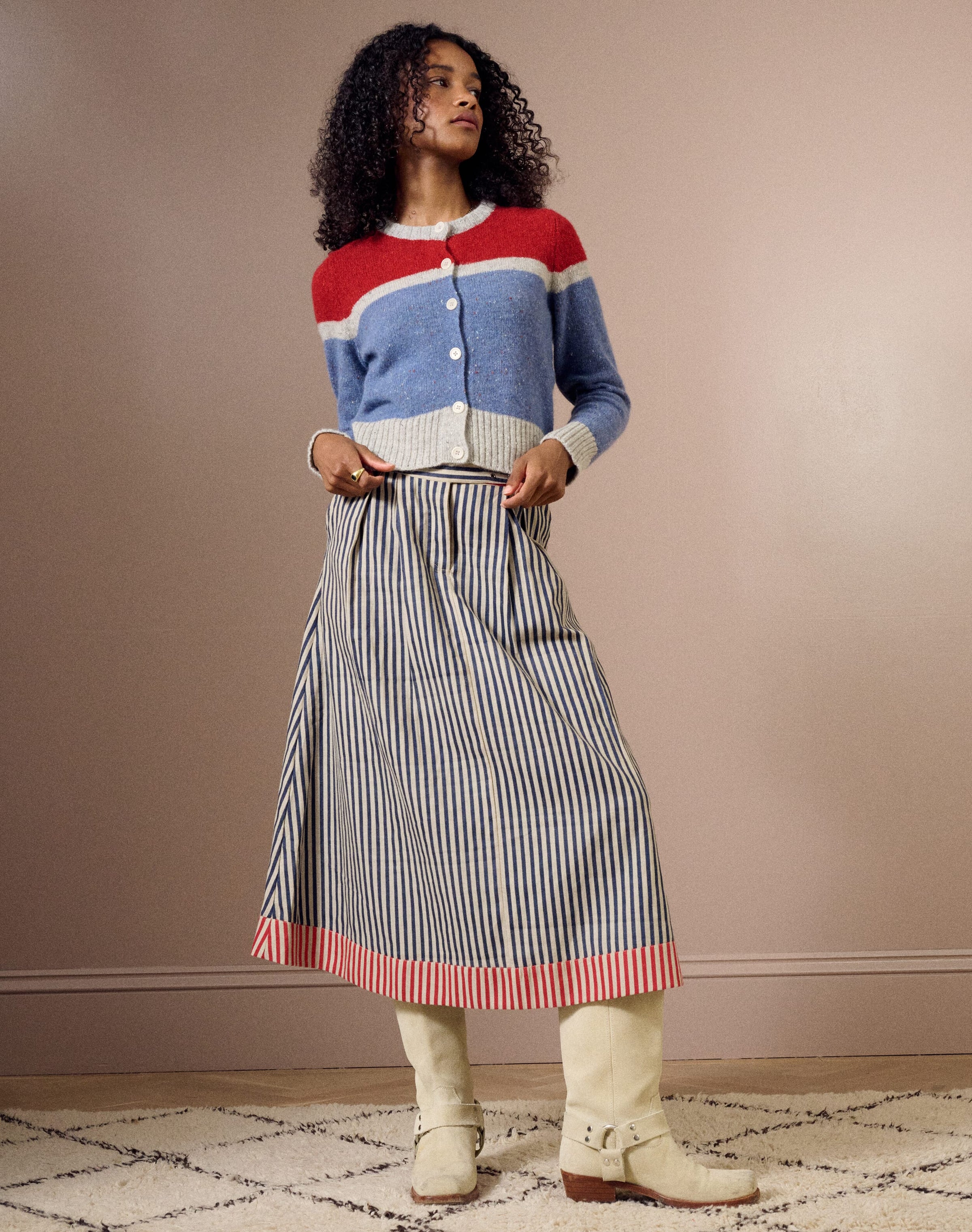 The Wool Donegal Colour Block Cardigan