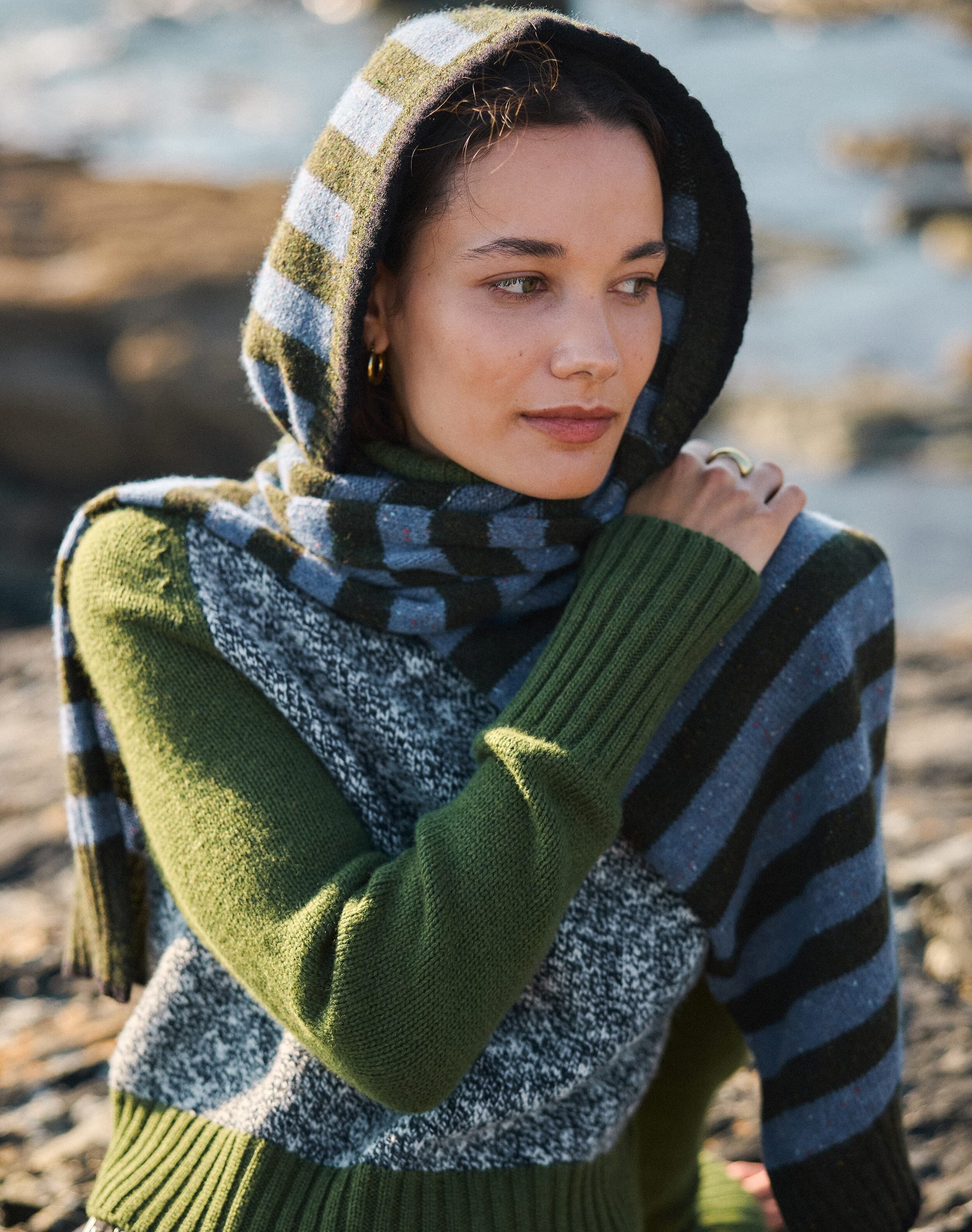 The Wool Donegal Stripe Hood