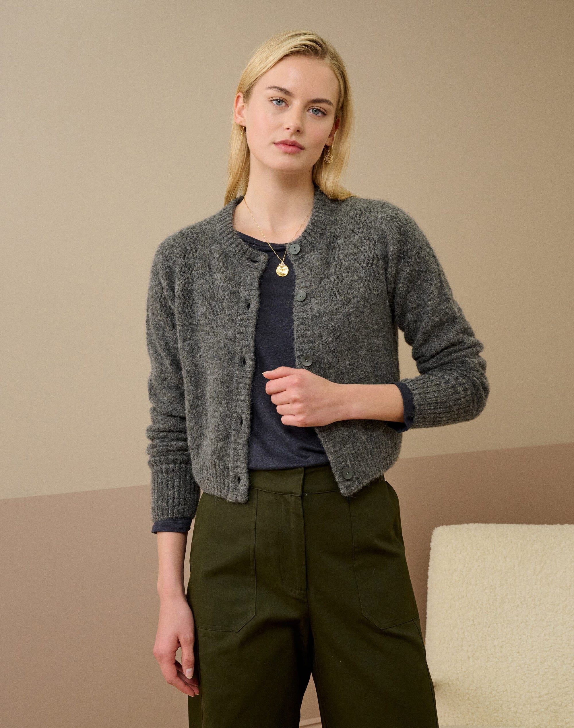 Alpaca Textured Cardigan
