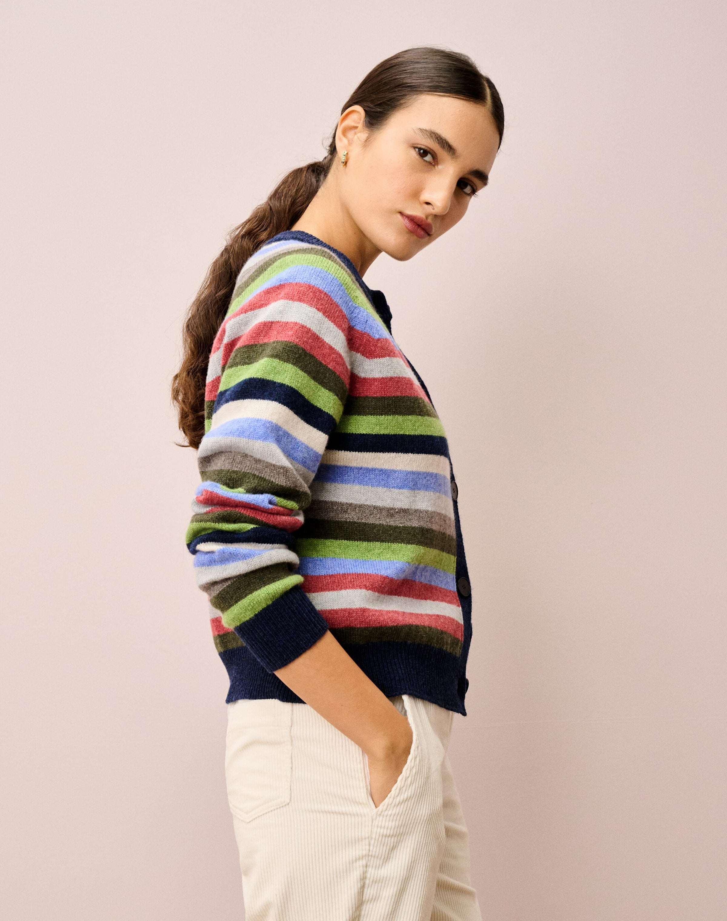 Supersoft Lambswool Stripe Cardigan