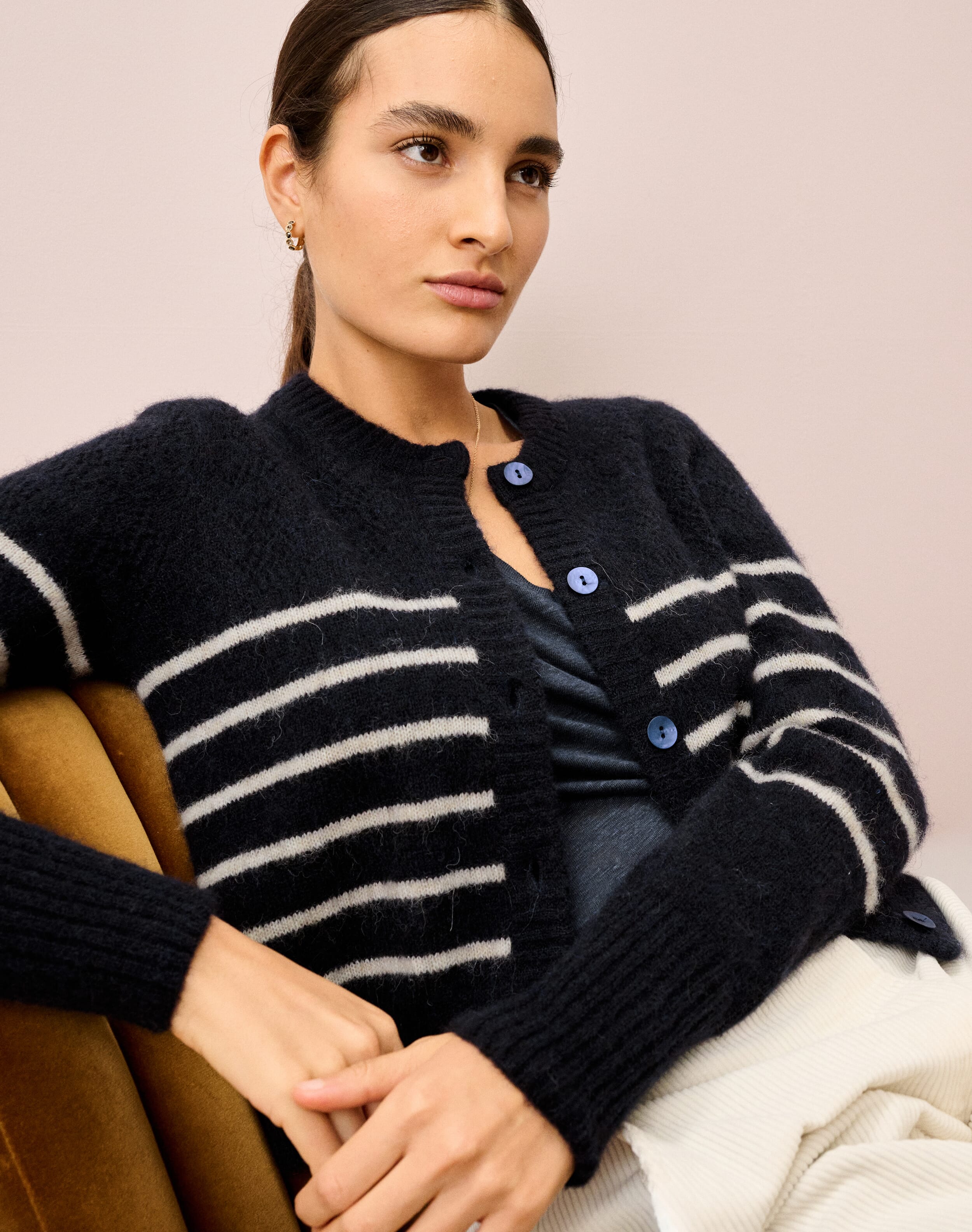 Alpaca Breton Stripe Cardigan