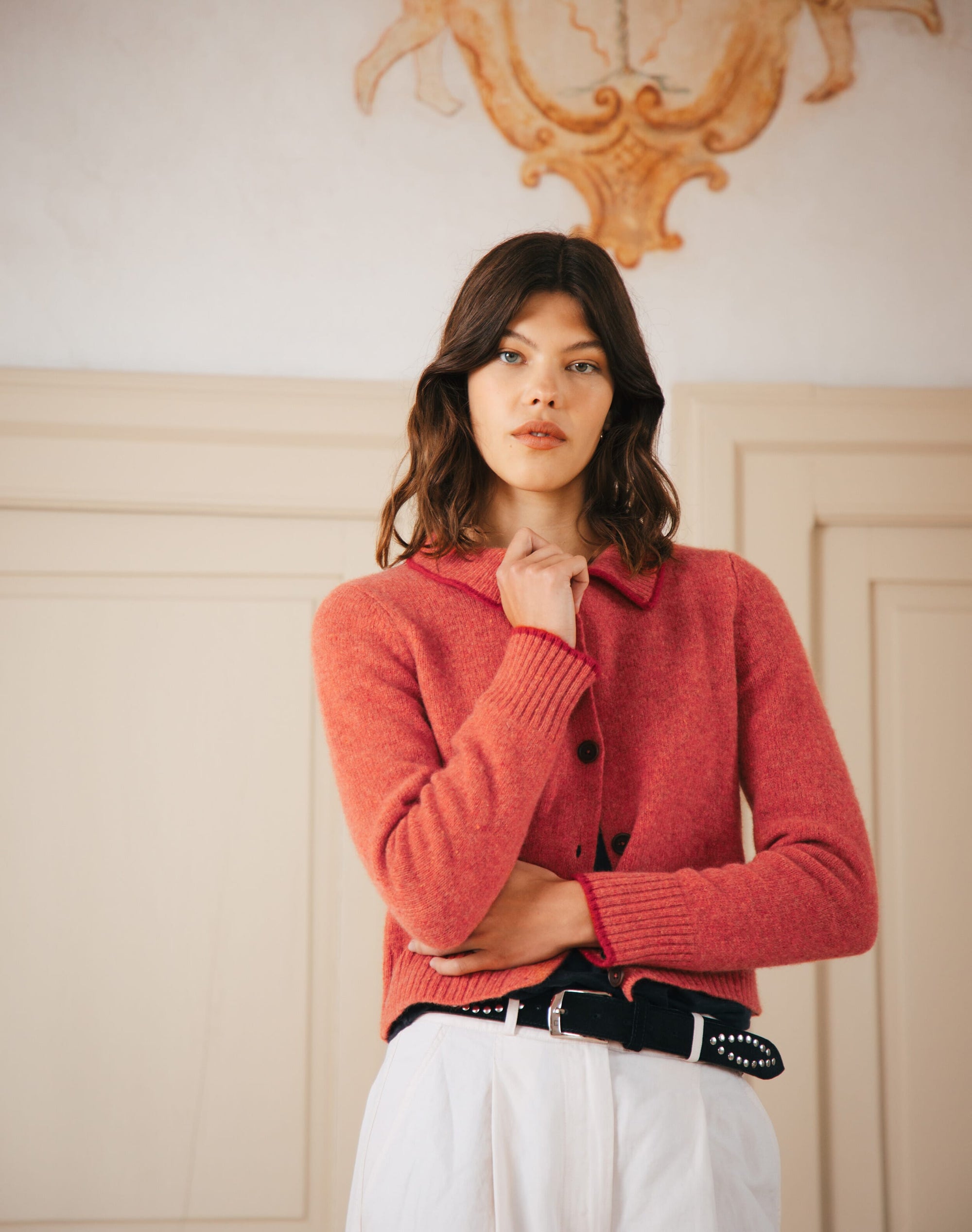Wool Donegal Collared Cardigan