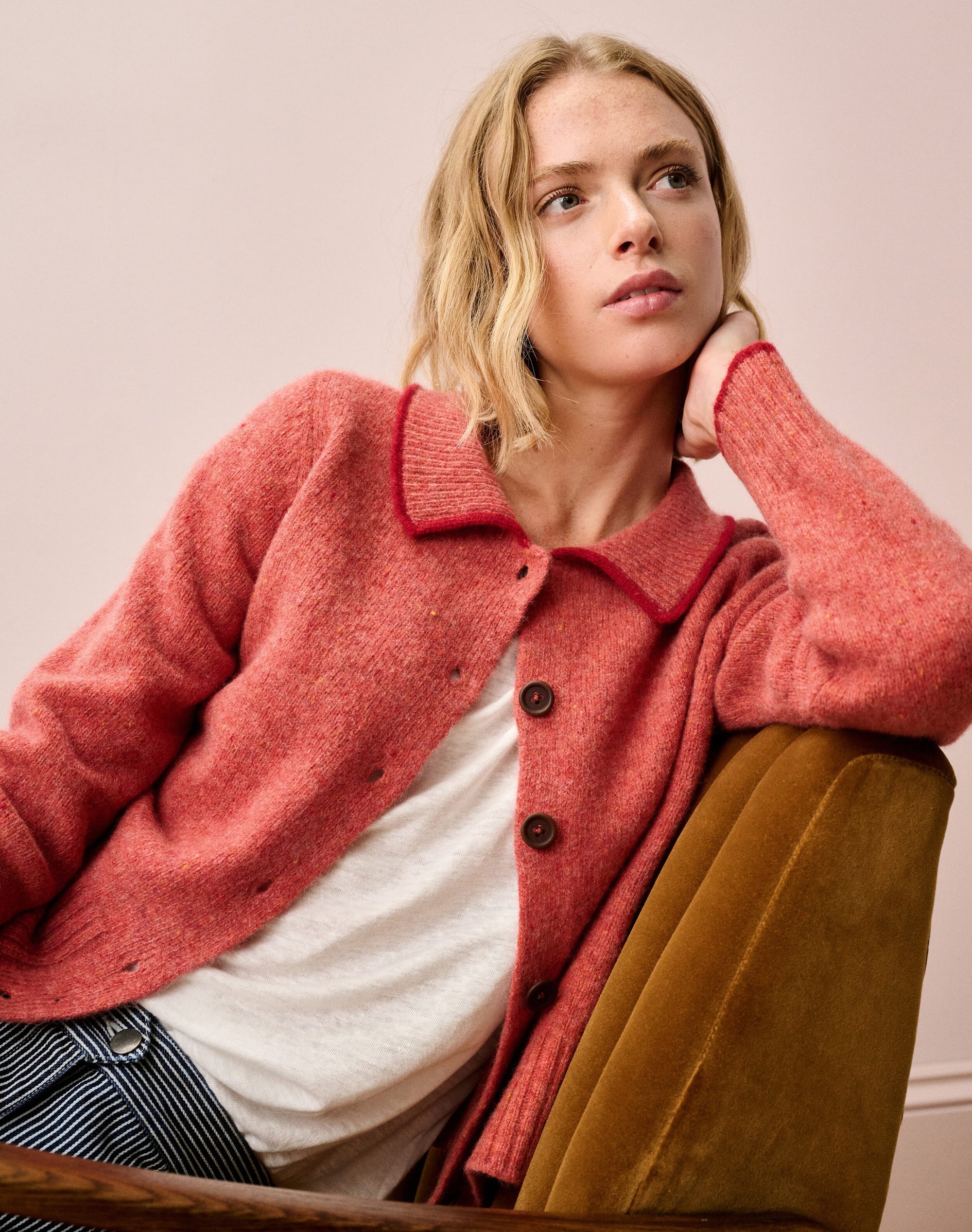 Wool Donegal Collared Cardigan