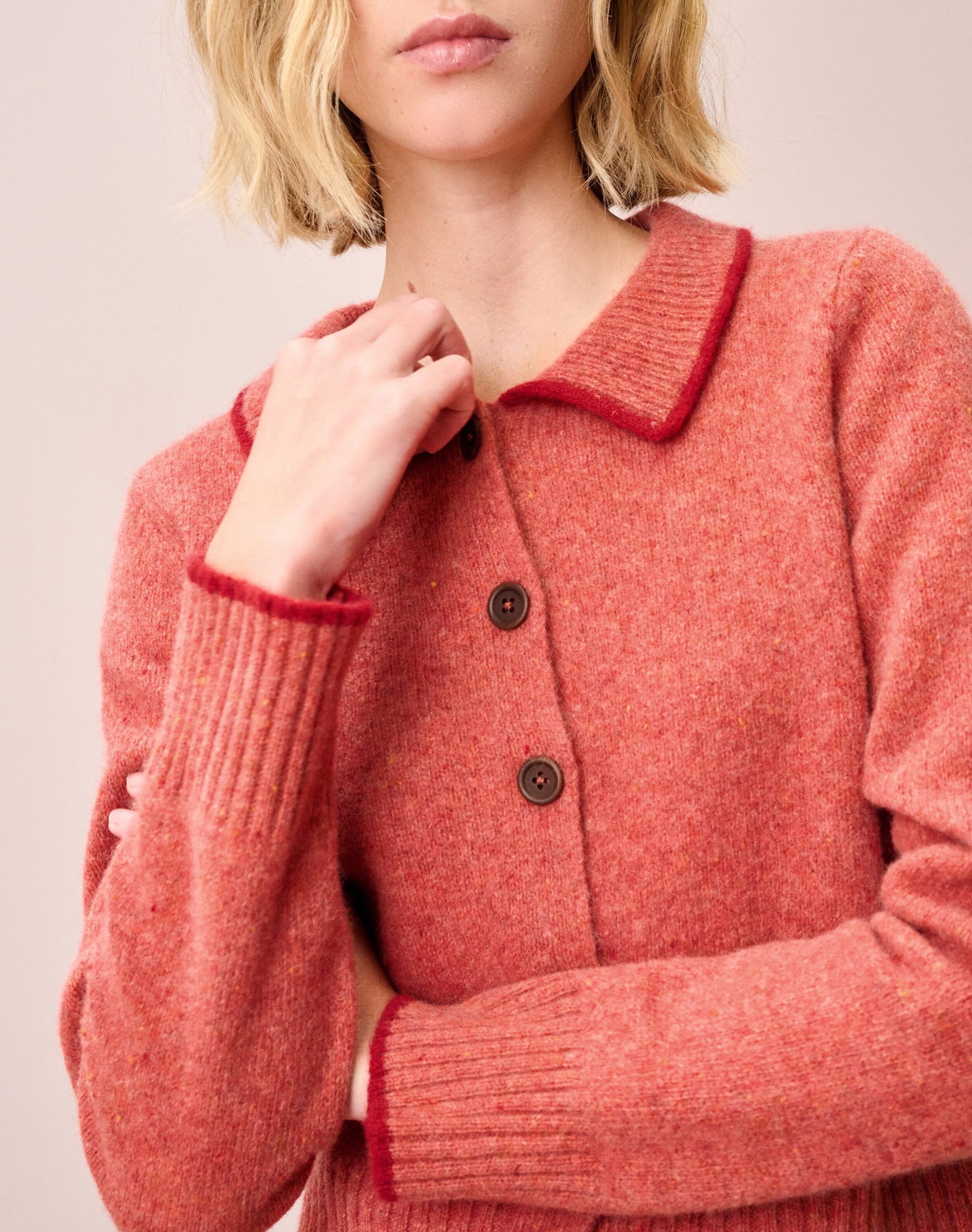 Wool Donegal Collared Cardigan