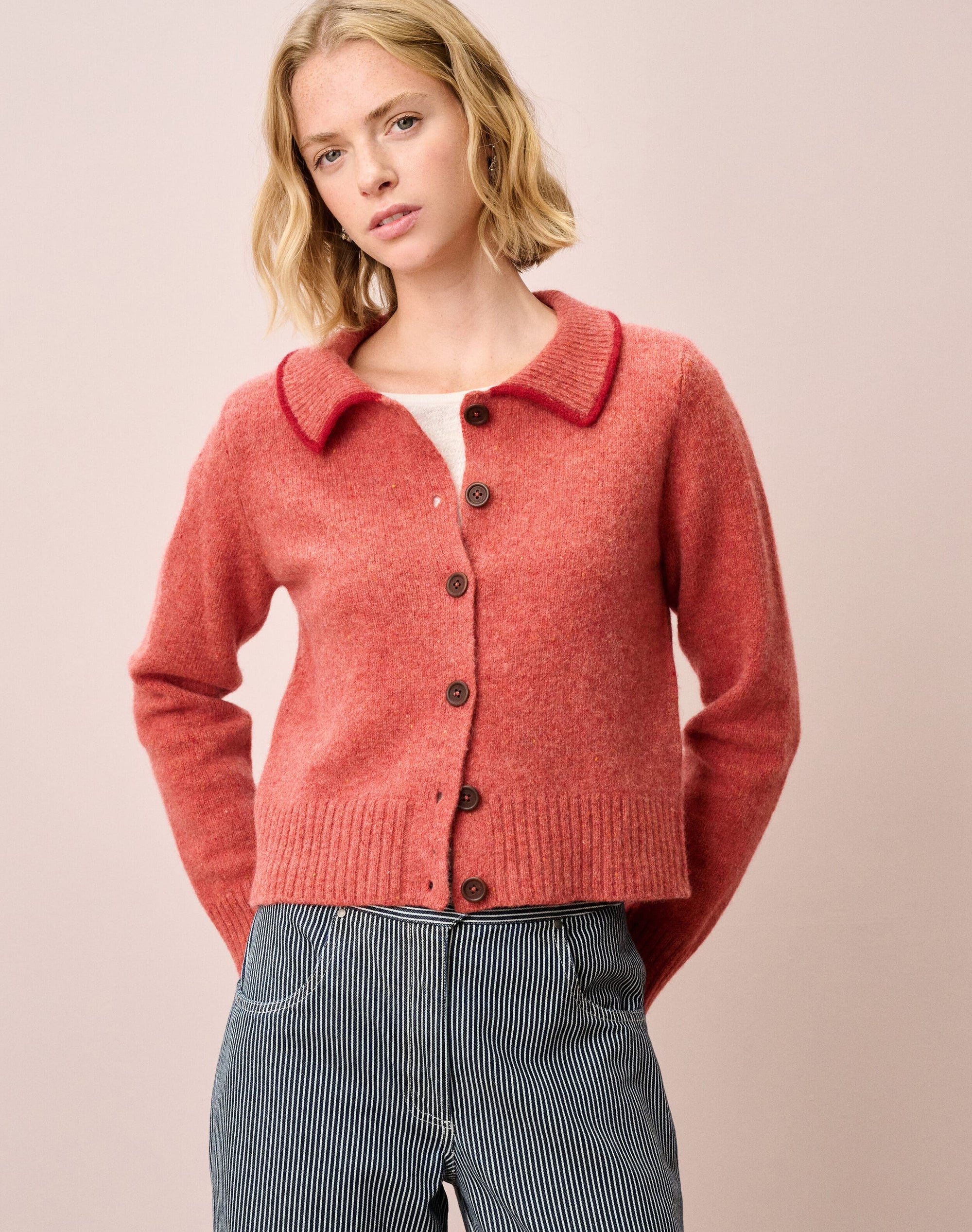 Wool Donegal Collared Cardigan