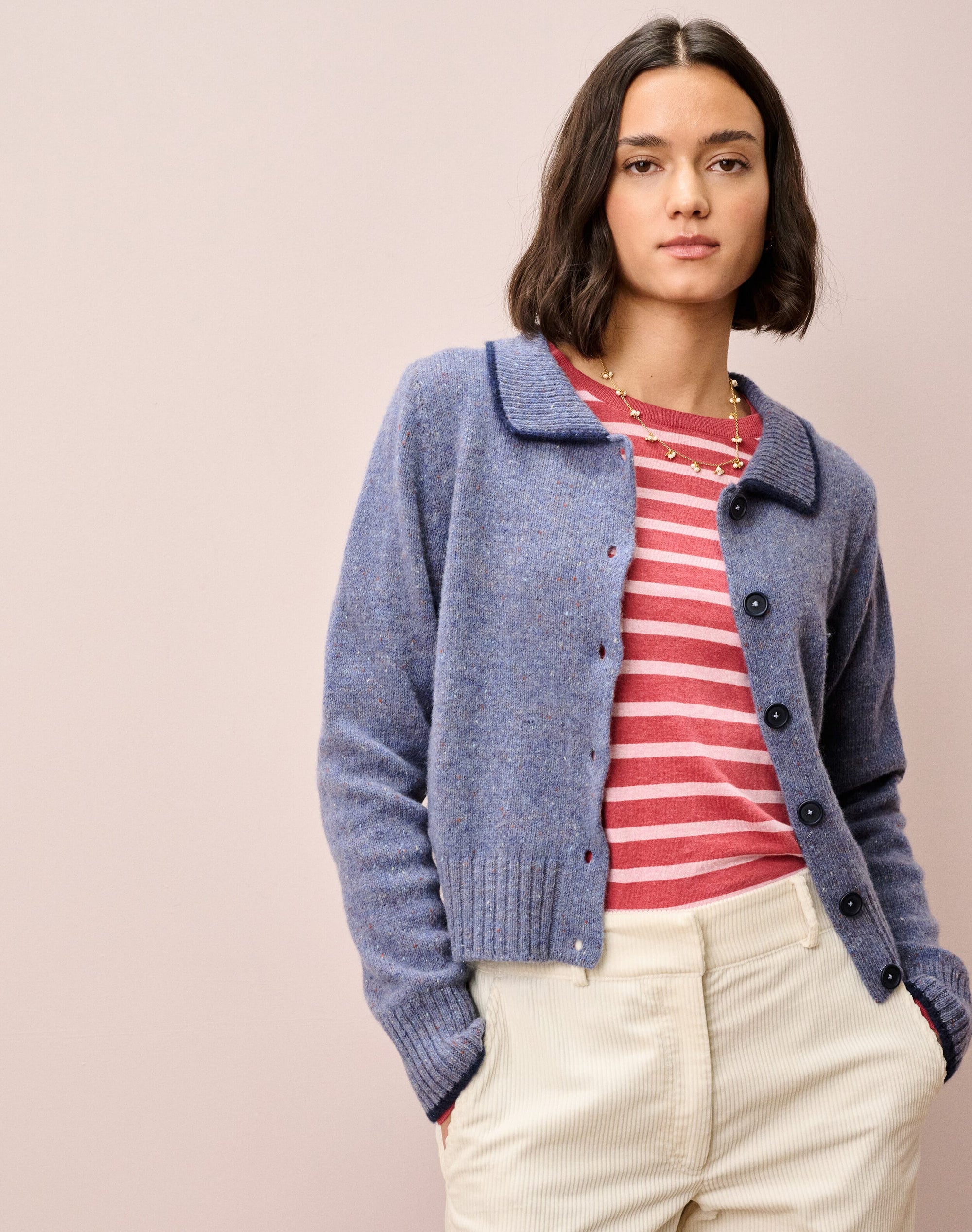 Wool Donegal Collared Cardigan