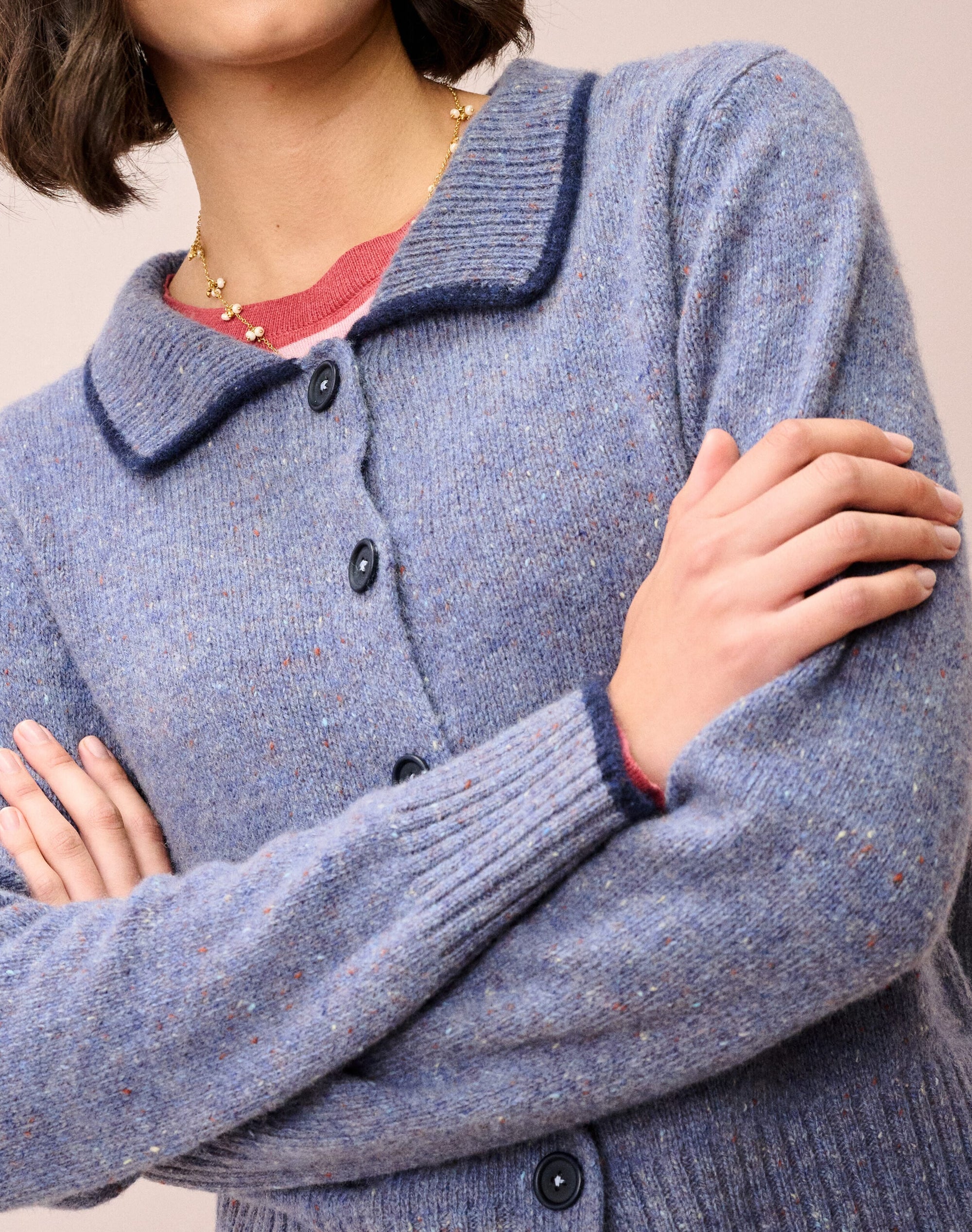 Wool Donegal Collared Cardigan