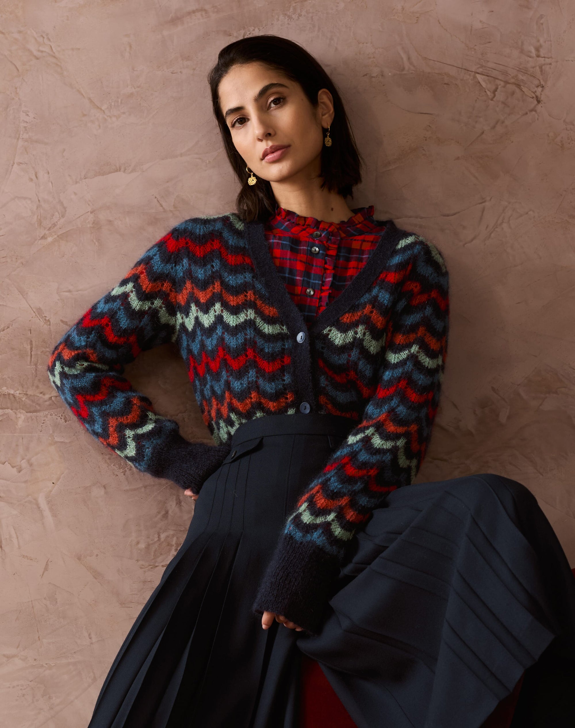 Mohair Wave Knit Cardigan