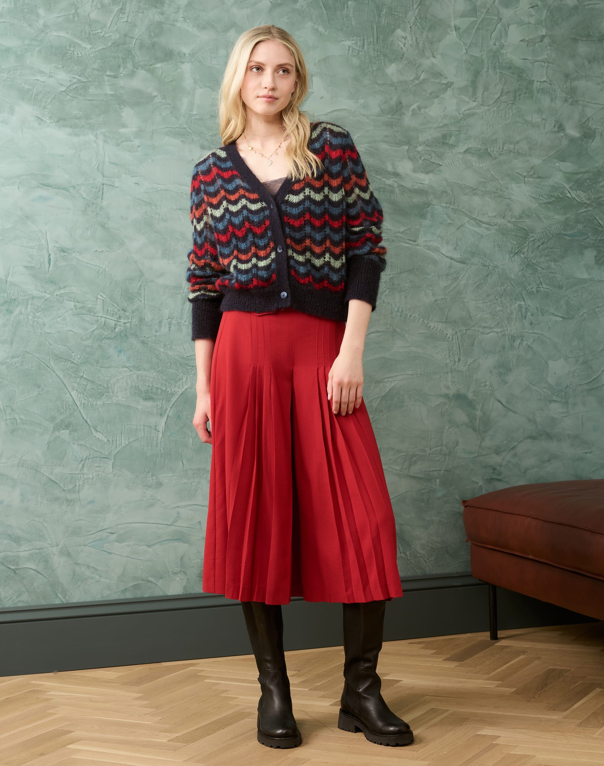 Mohair Wave Knit Cardigan
