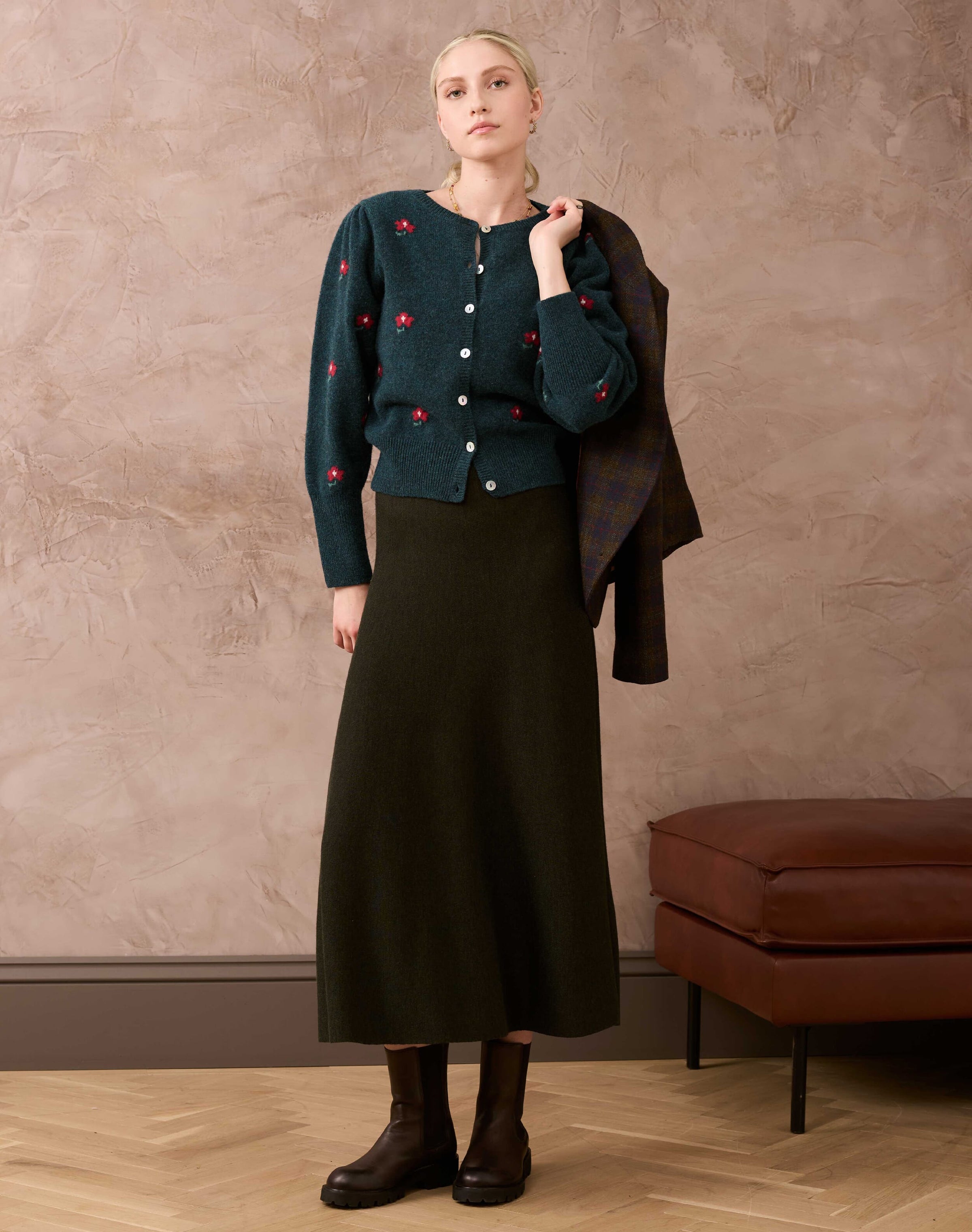 Supersoft Lambswool Flower Cardigan