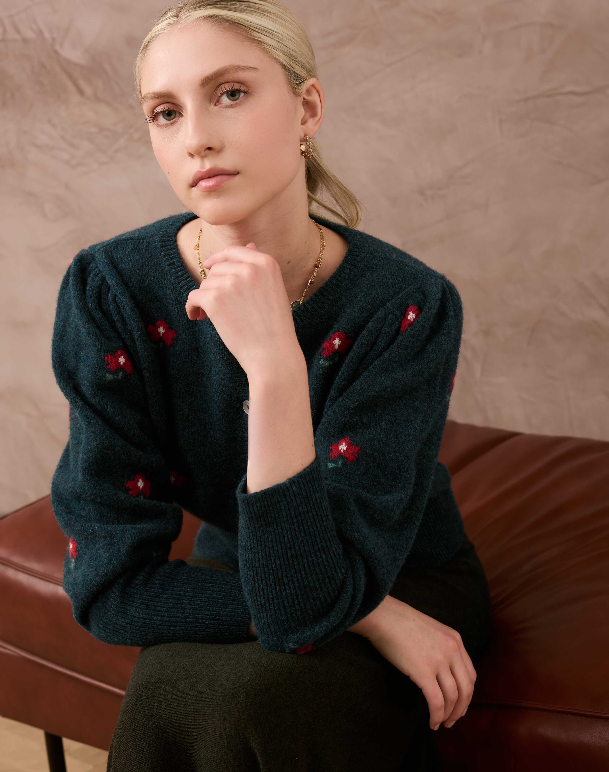 Supersoft Lambswool Flower Cardigan