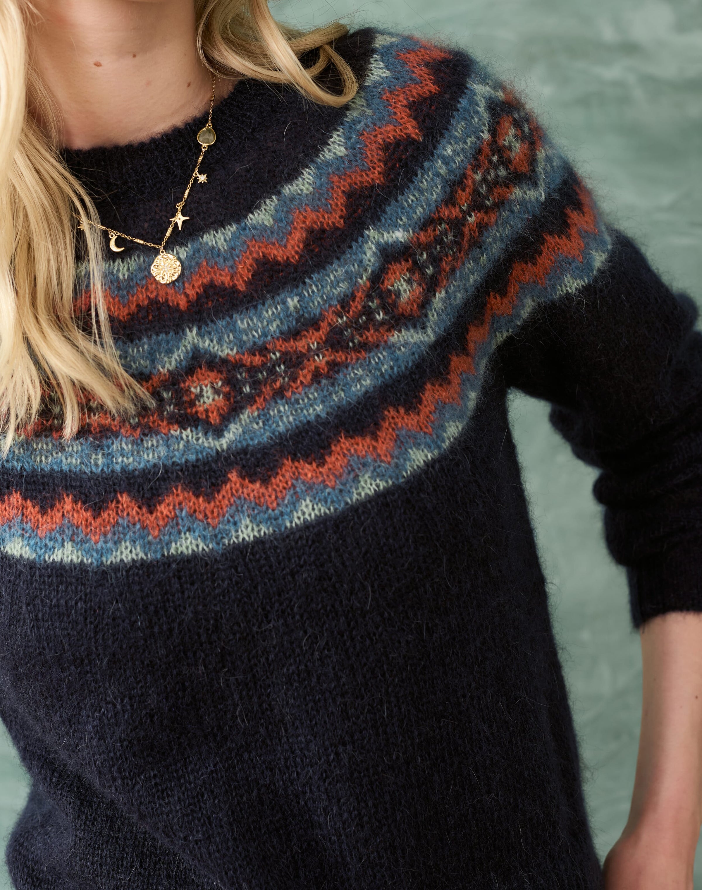 Mohair Fair Isle Yoke Jumper