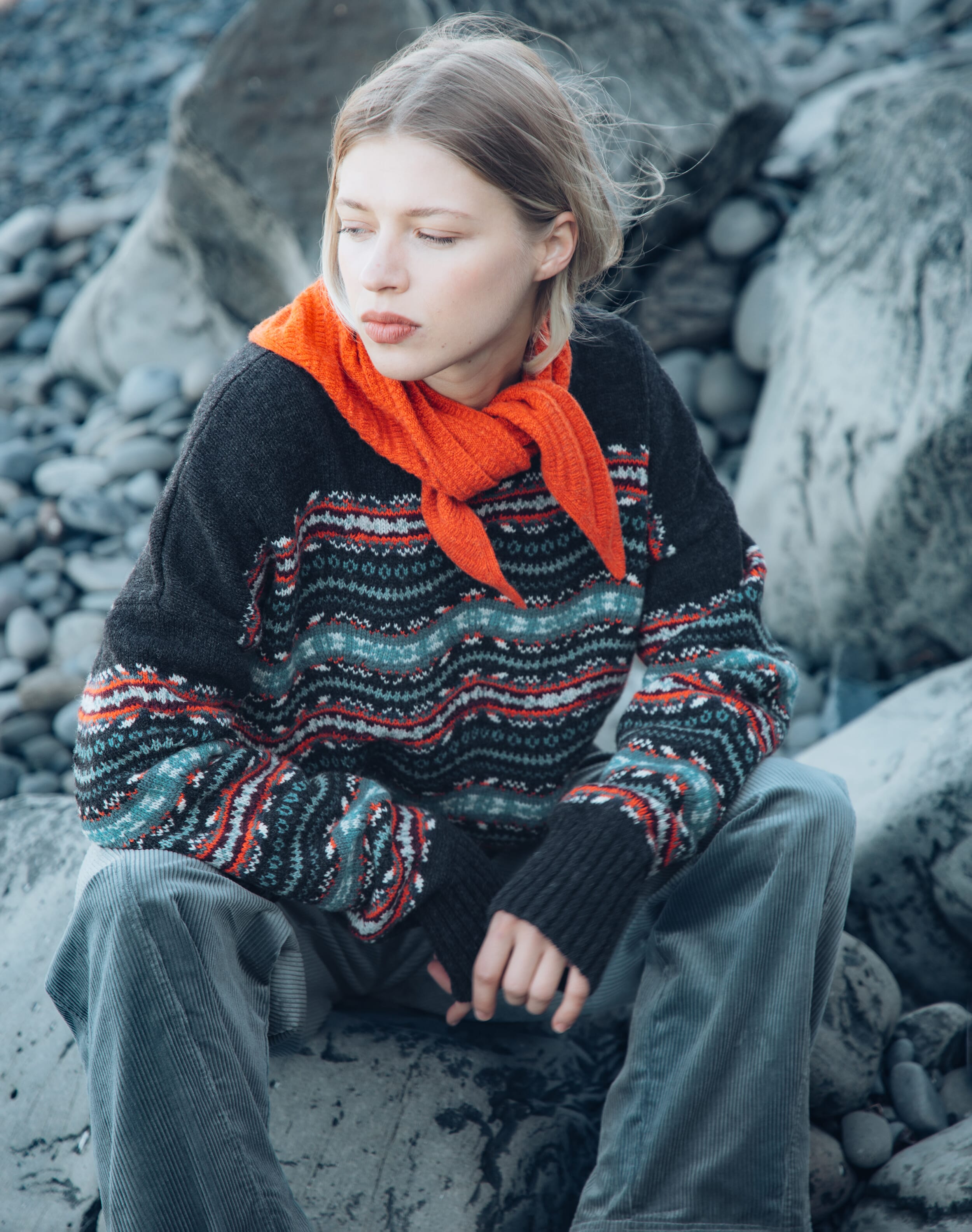 Merino Lambswool Wave Knit Jumper
