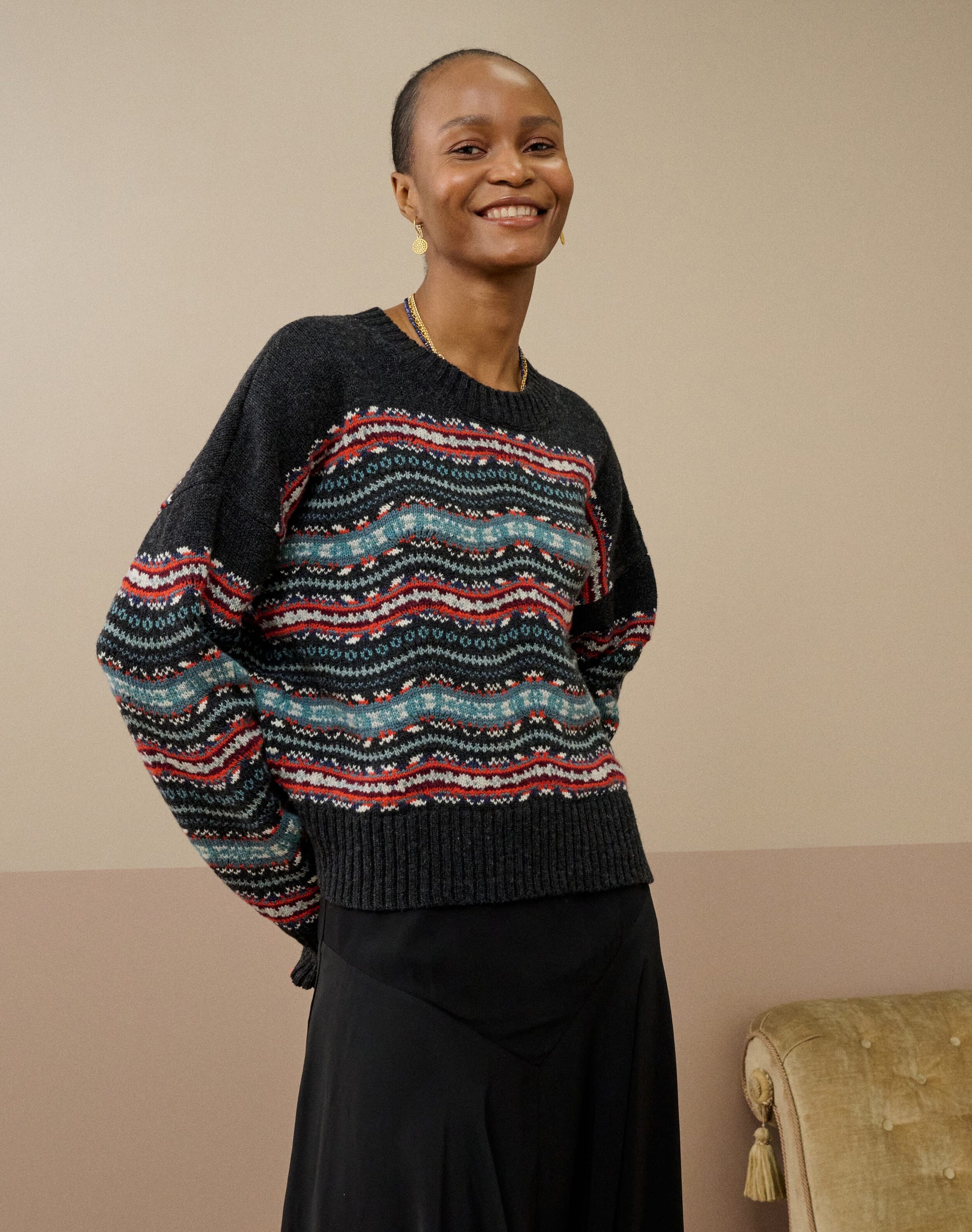 Merino Lambswool Wave Knit Jumper