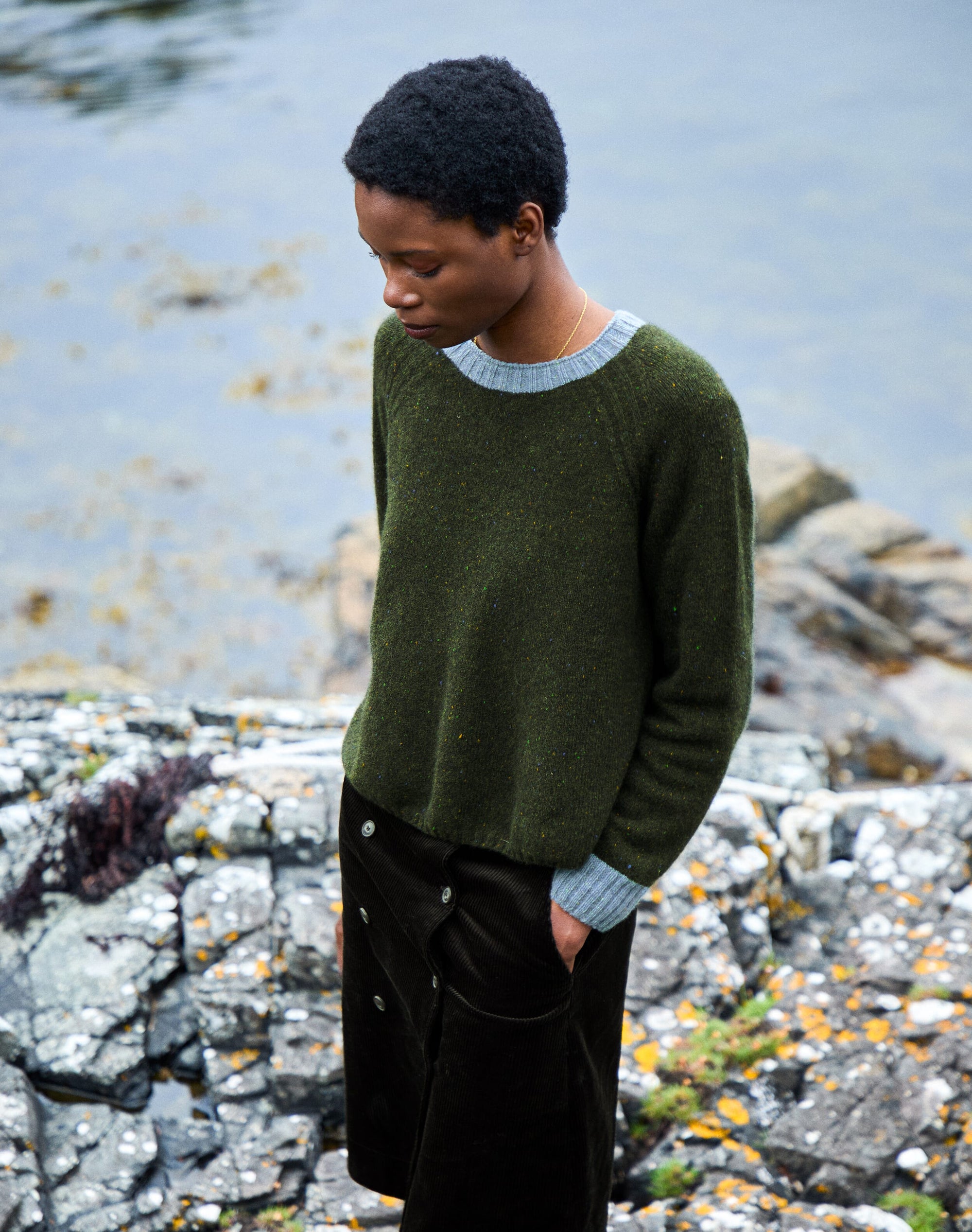 Wool Donegal Contrast Trim Jumper