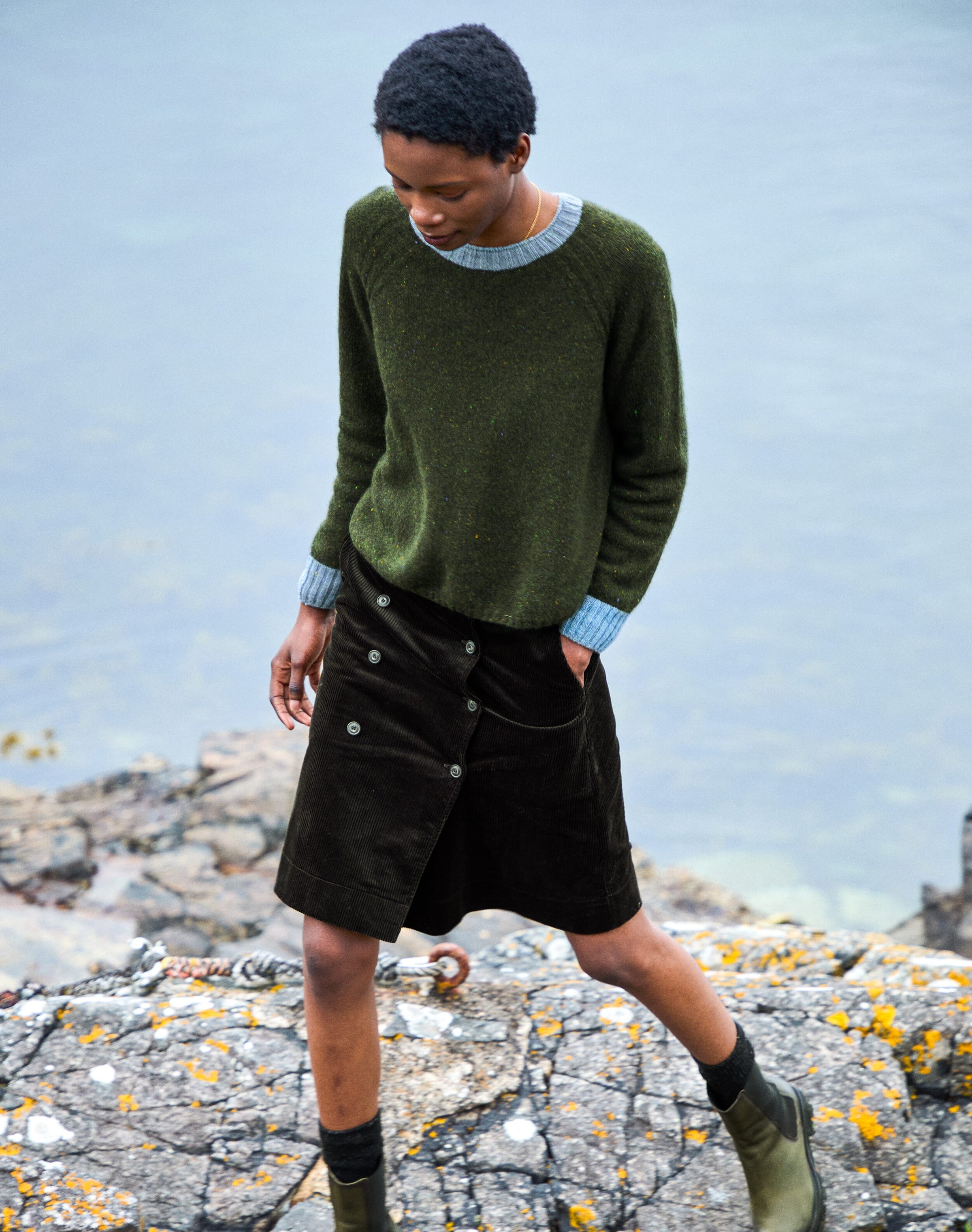 Wool Donegal Contrast Trim Jumper