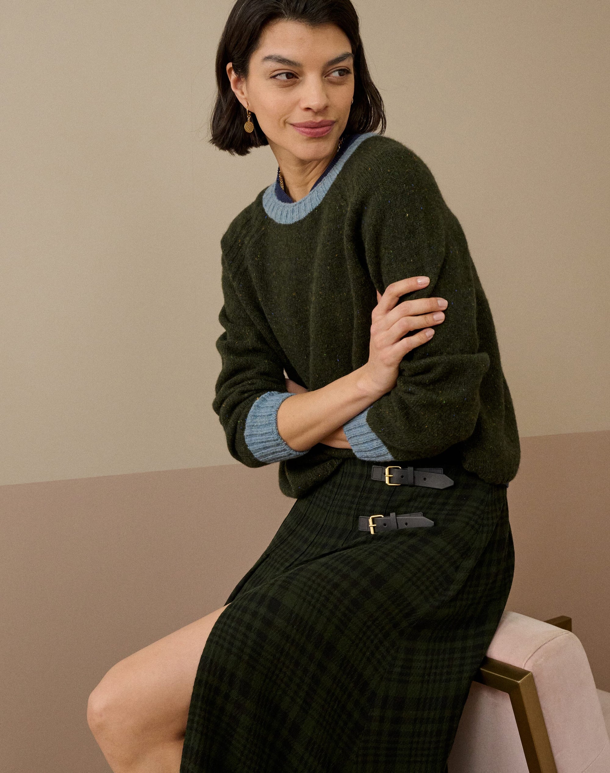 Wool Donegal Contrast Trim Jumper