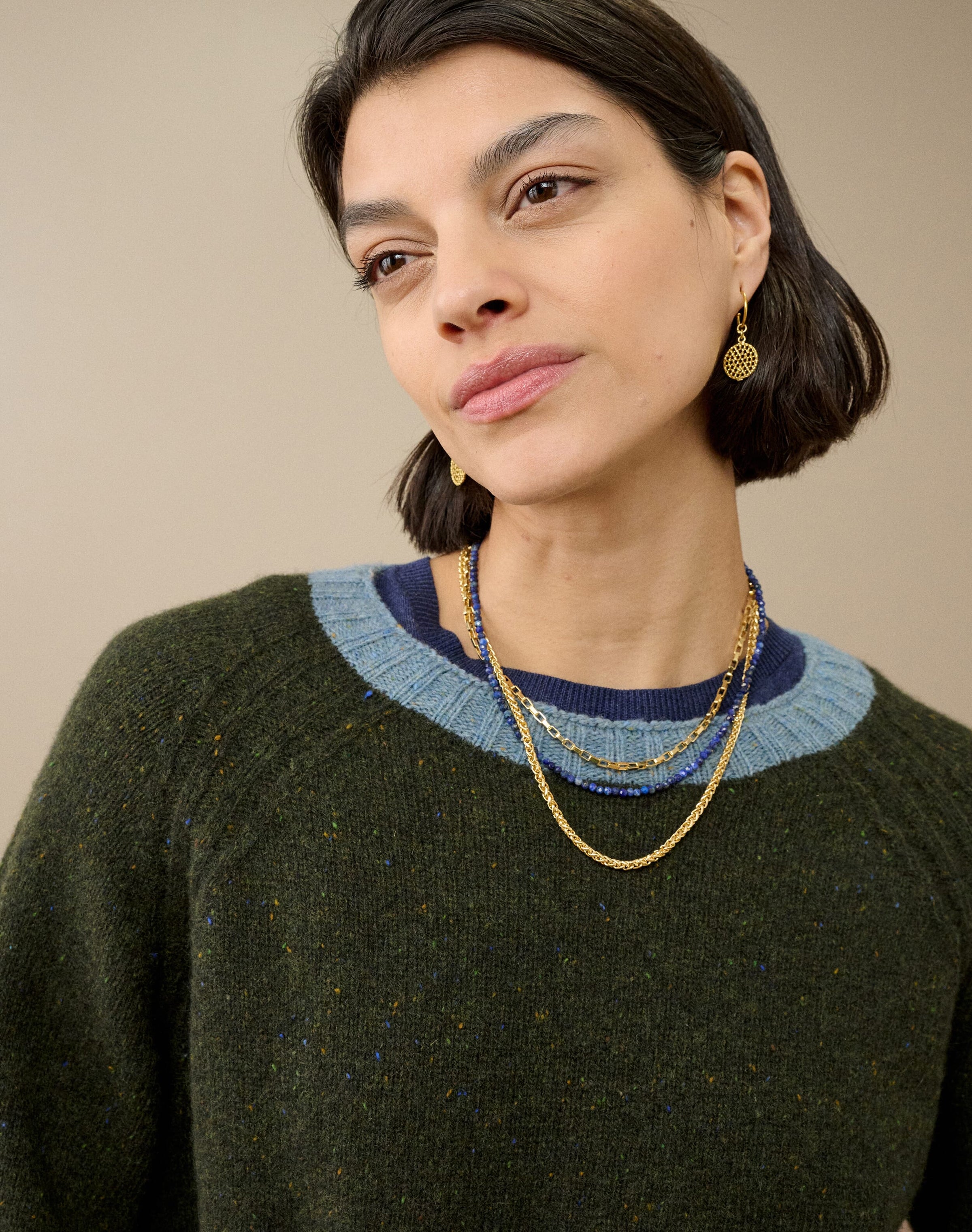 Wool Donegal Contrast Trim Jumper