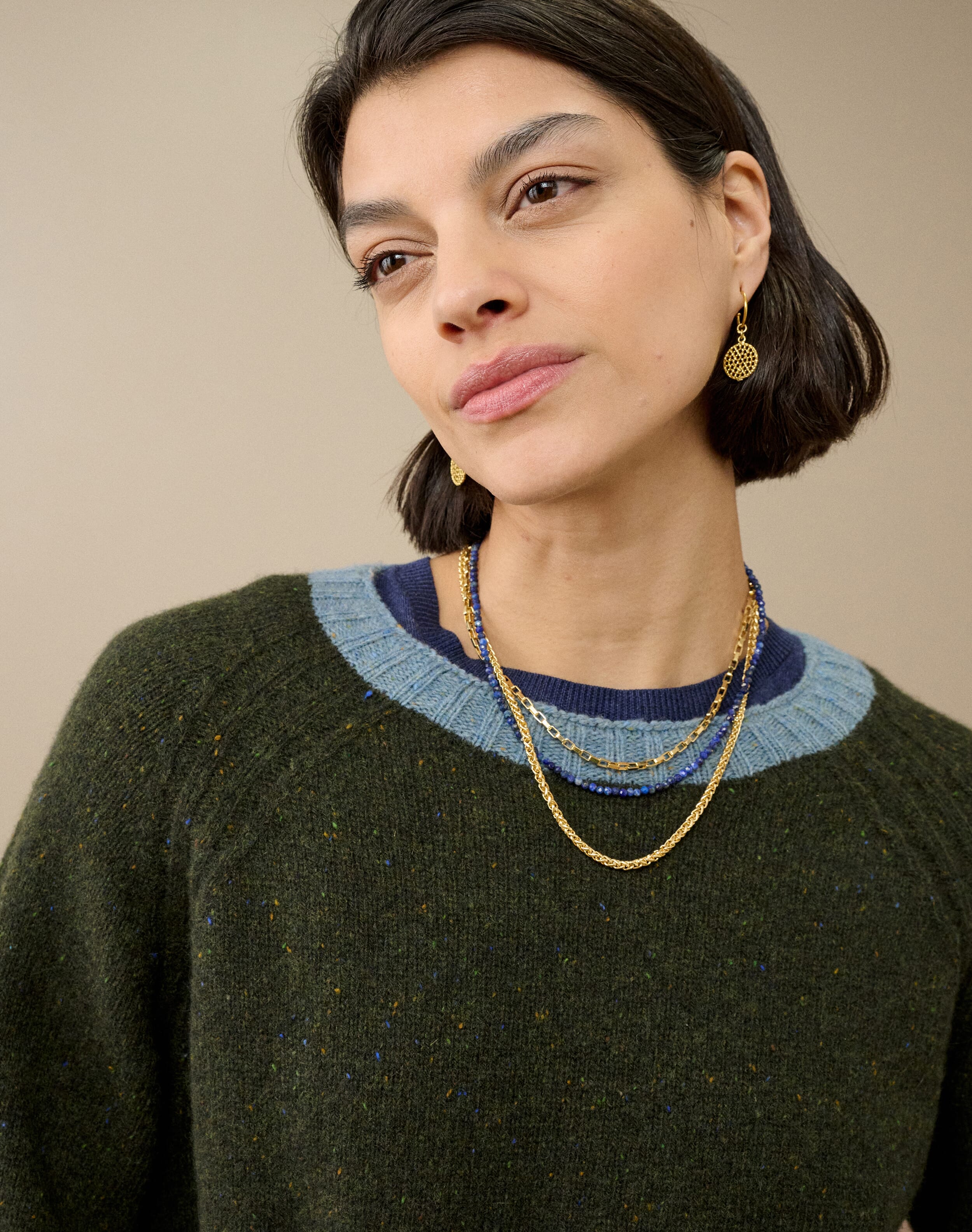 Wool Donegal Contrast Trim Jumper