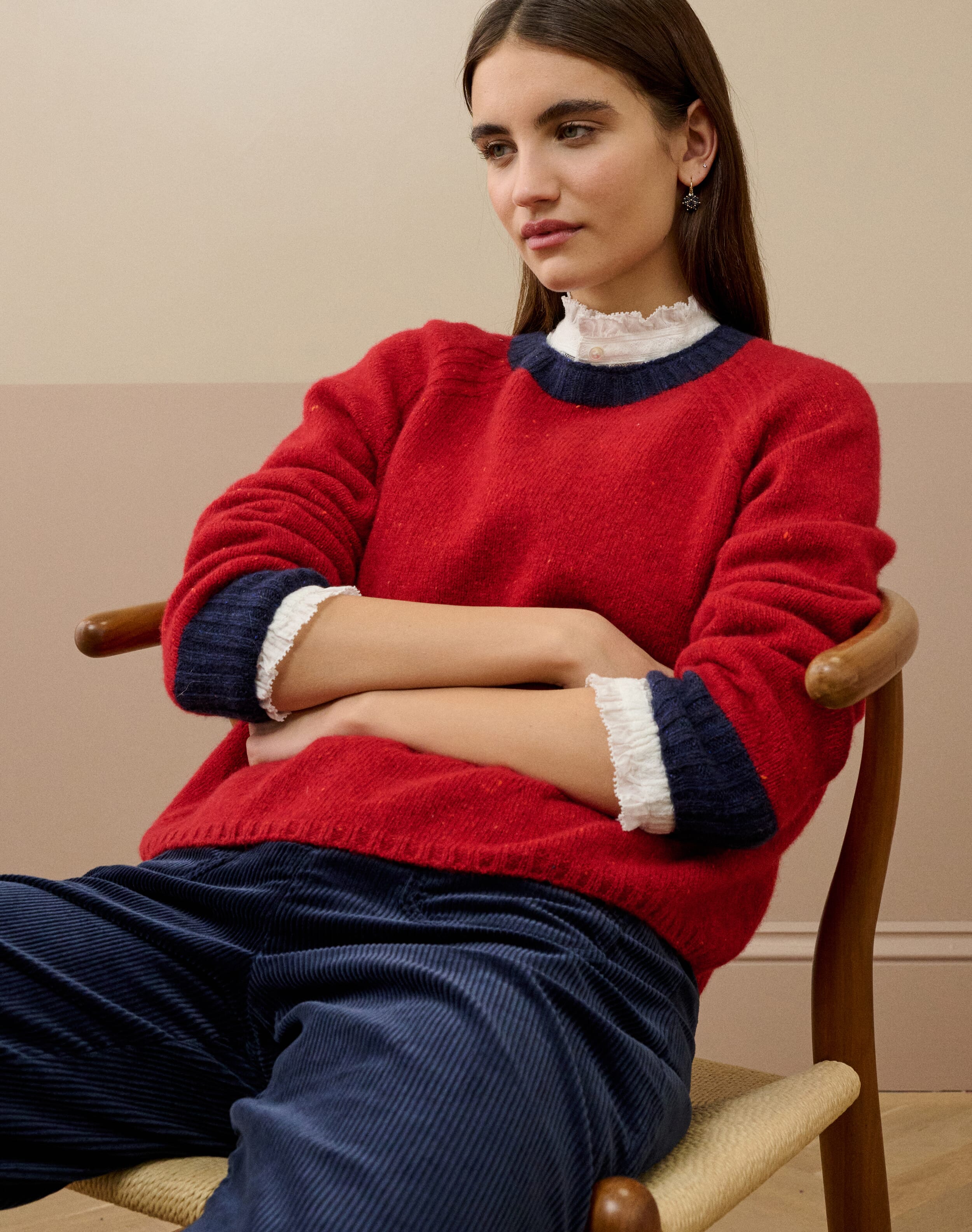 Wool Donegal Contrast Trim Jumper