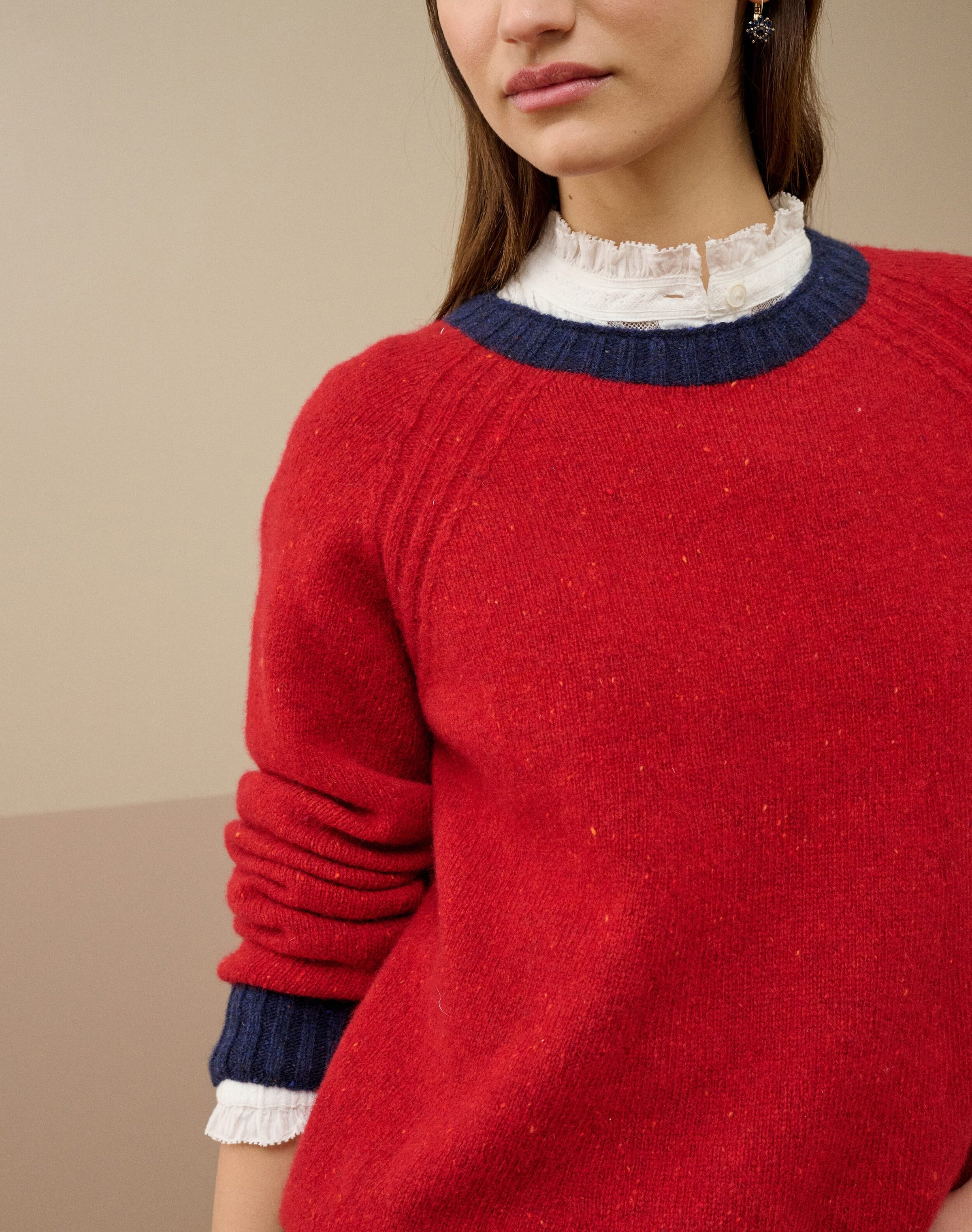 Wool Donegal Contrast Trim Jumper