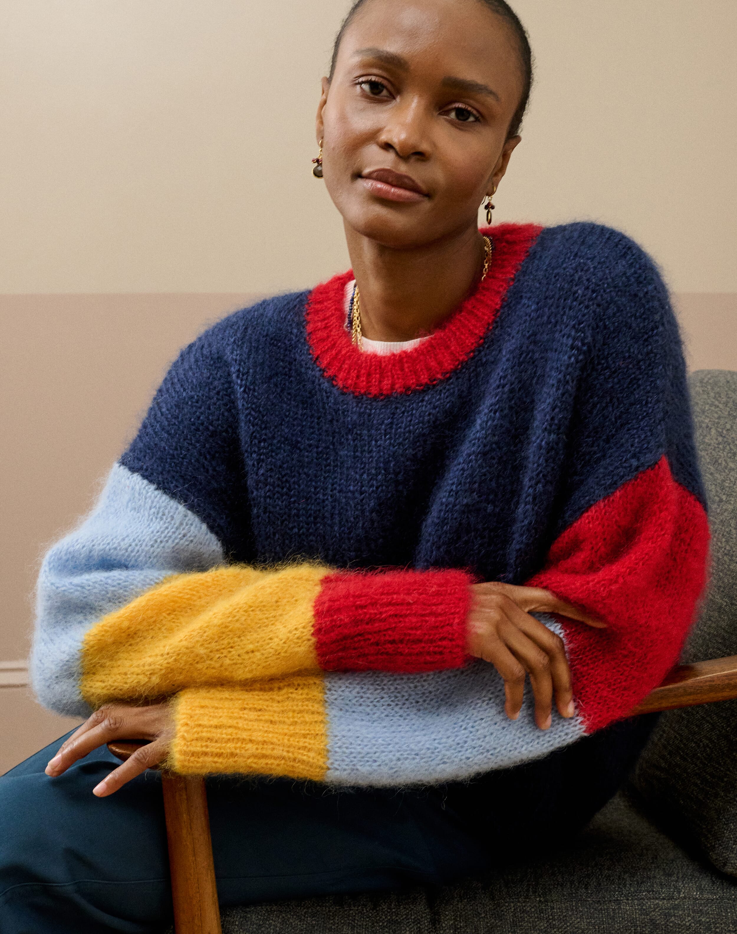 Mohair Colour Block Jumper