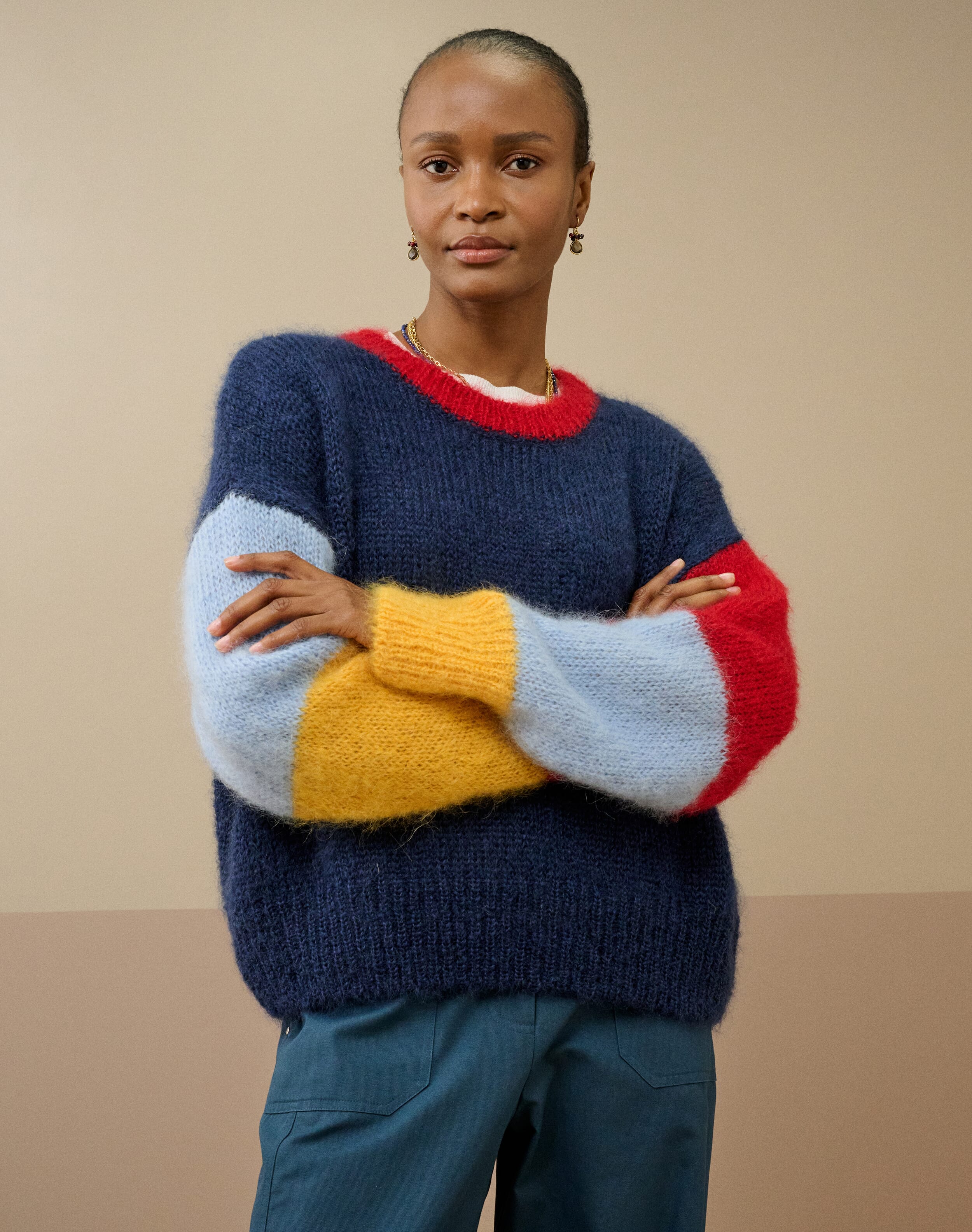 Mohair Colour Block Jumper