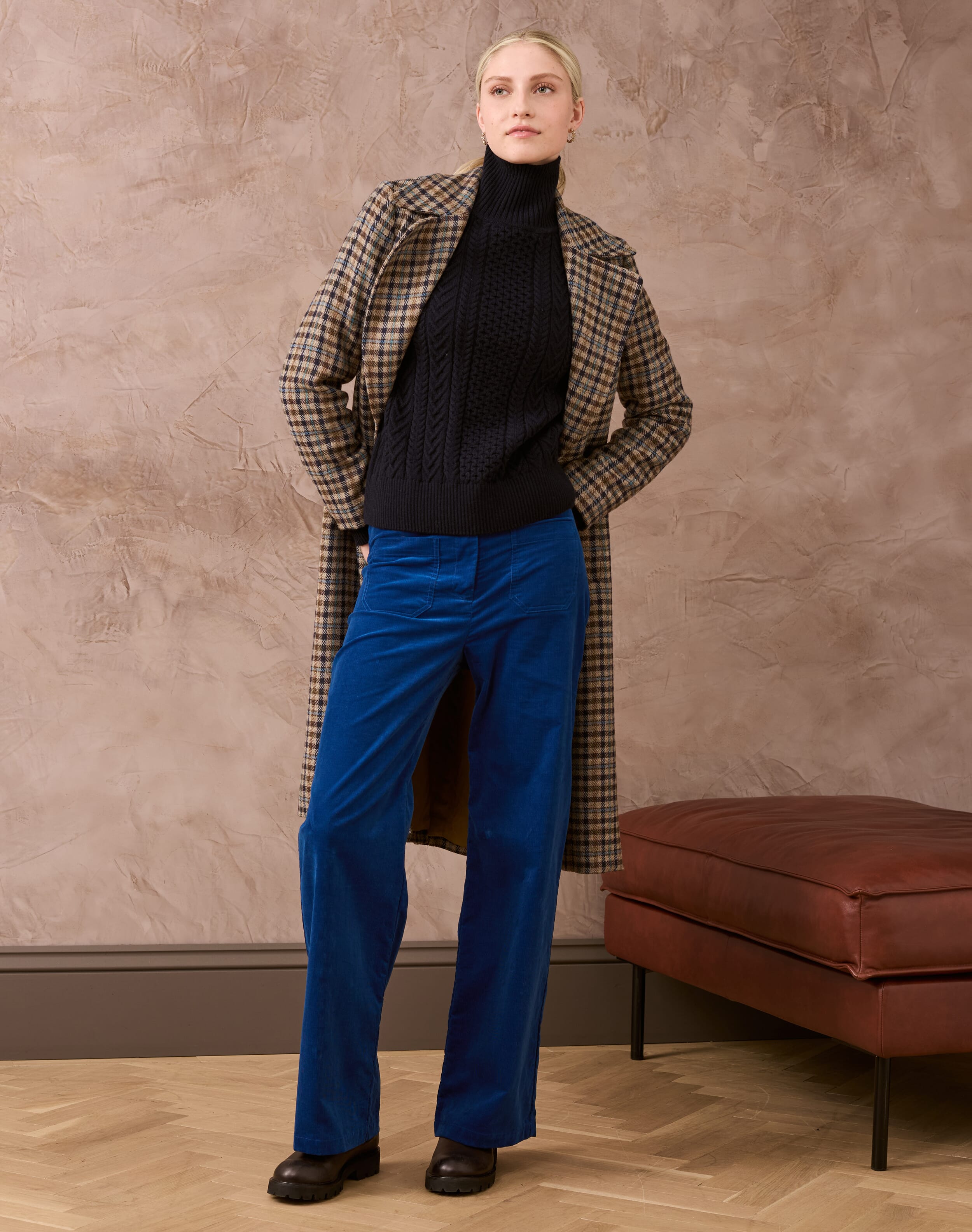Supersoft Lambswool Aran Funnel Neck